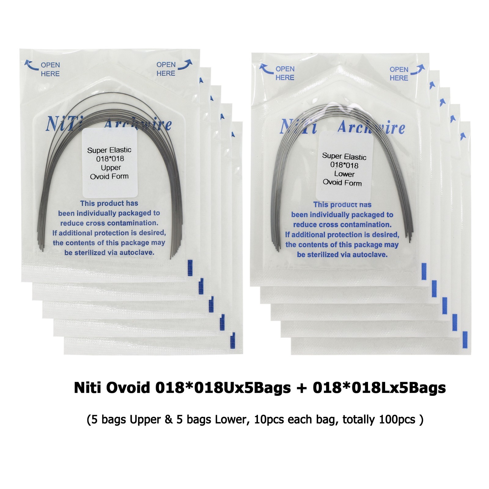 Dental Orthodontic Niti Arch Wire Ovoid Natural Form Round Rectangular 016 16×22