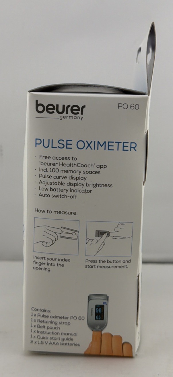 Beurer PO60 Bluetooth Pulse Oximeter Fingertip Oxygen Monitor NIB.