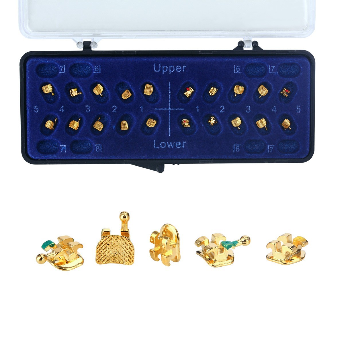 Dental Orthodontic Gold Brackets Mini Roth 022 Hooks 345 Brace AZDENT