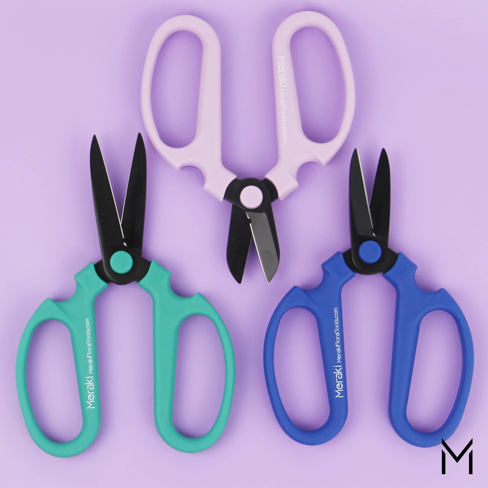 Meraki Floral Tools Flower Scissors Set Of 3 Carbon Steel Blades 3 Sizes In