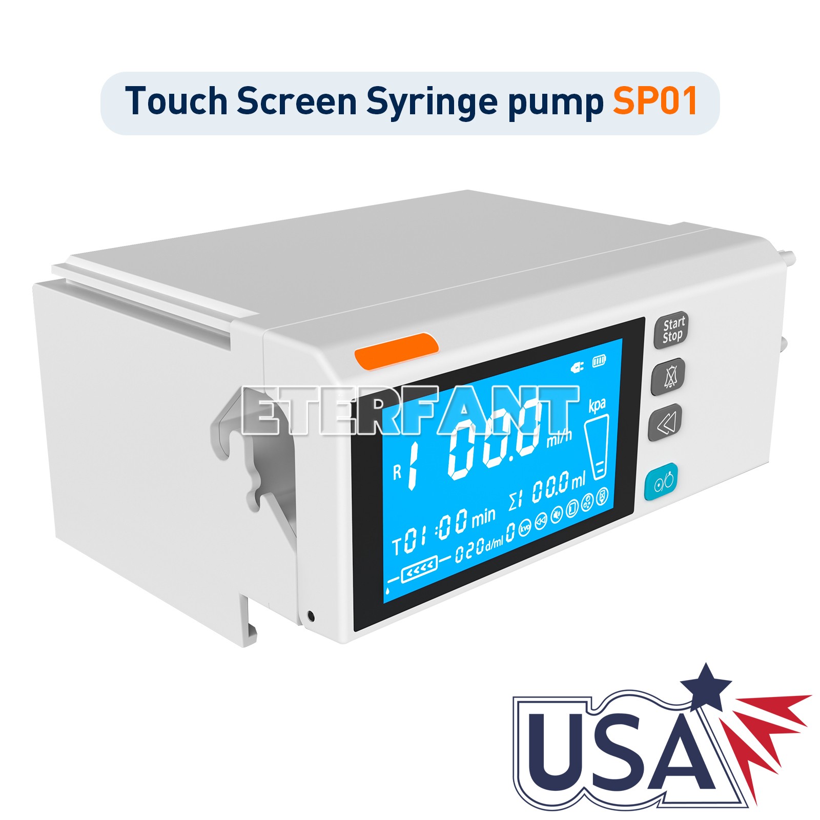 Medical/Lab Use Syringe Pump 4.3 Inch Color Touch Screen Stackable Design