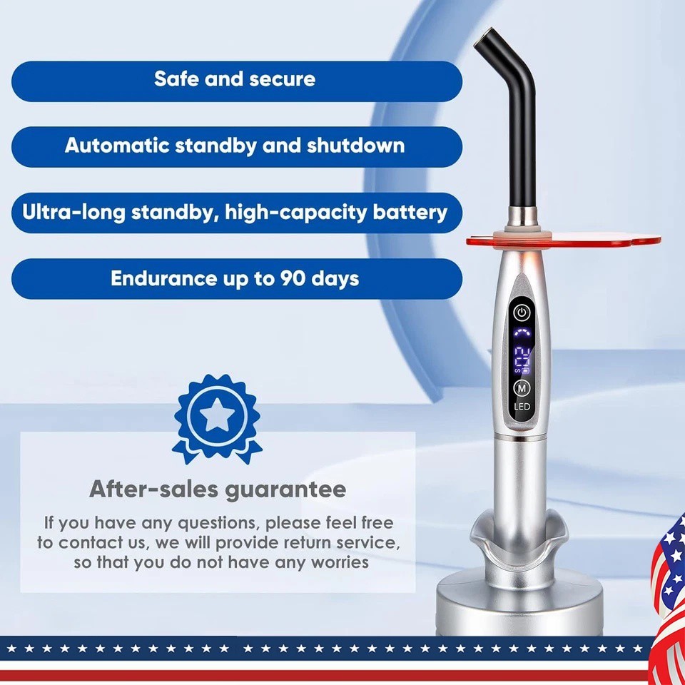 Dental Wireless Cordless LED Cure Curing Light Lamp 2000mw 5W Tool Resin Cure US