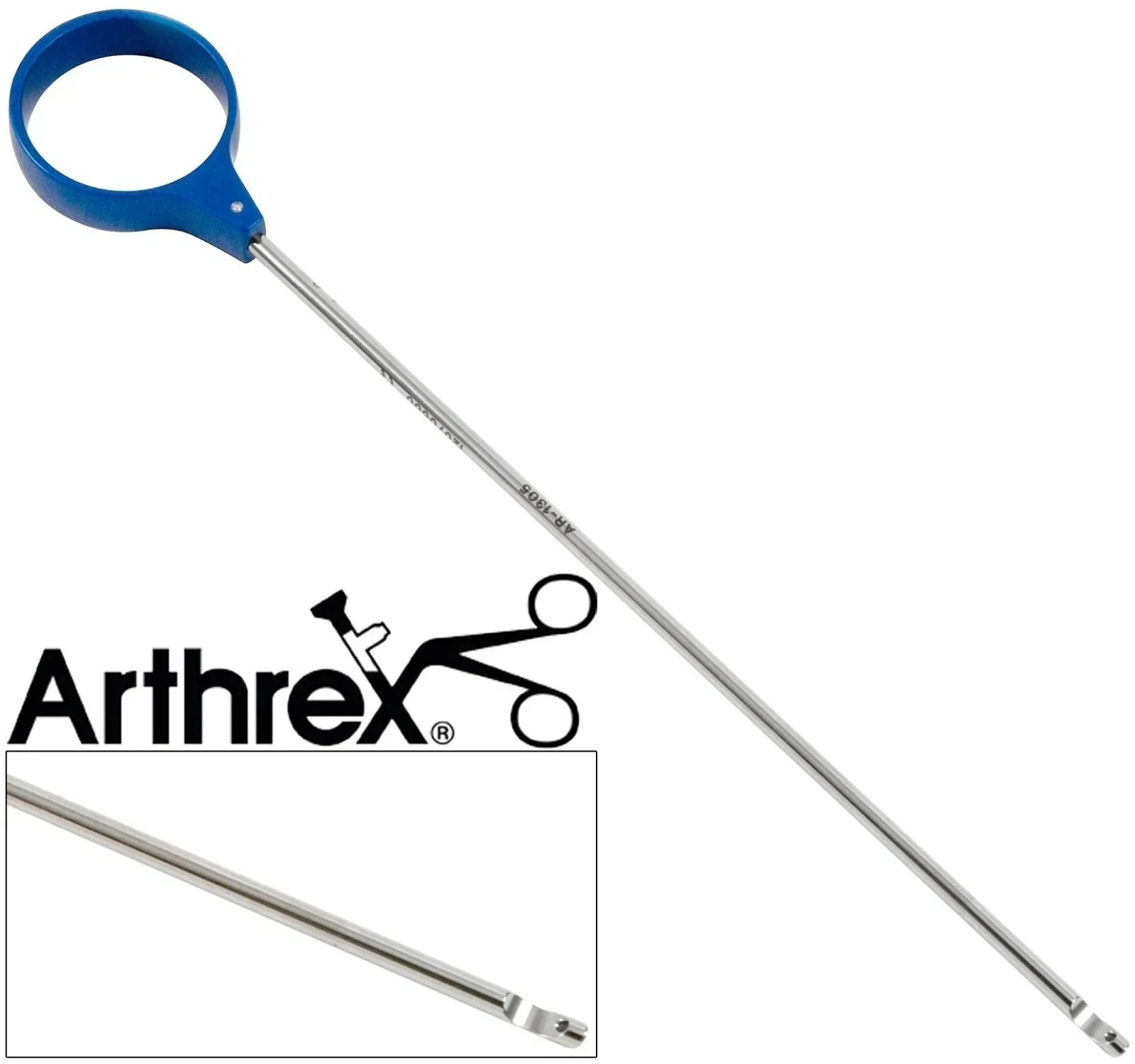Arthrex AR-1305 Single Hole Knot Pusher With Closed End & Thumb Ring 8.25″