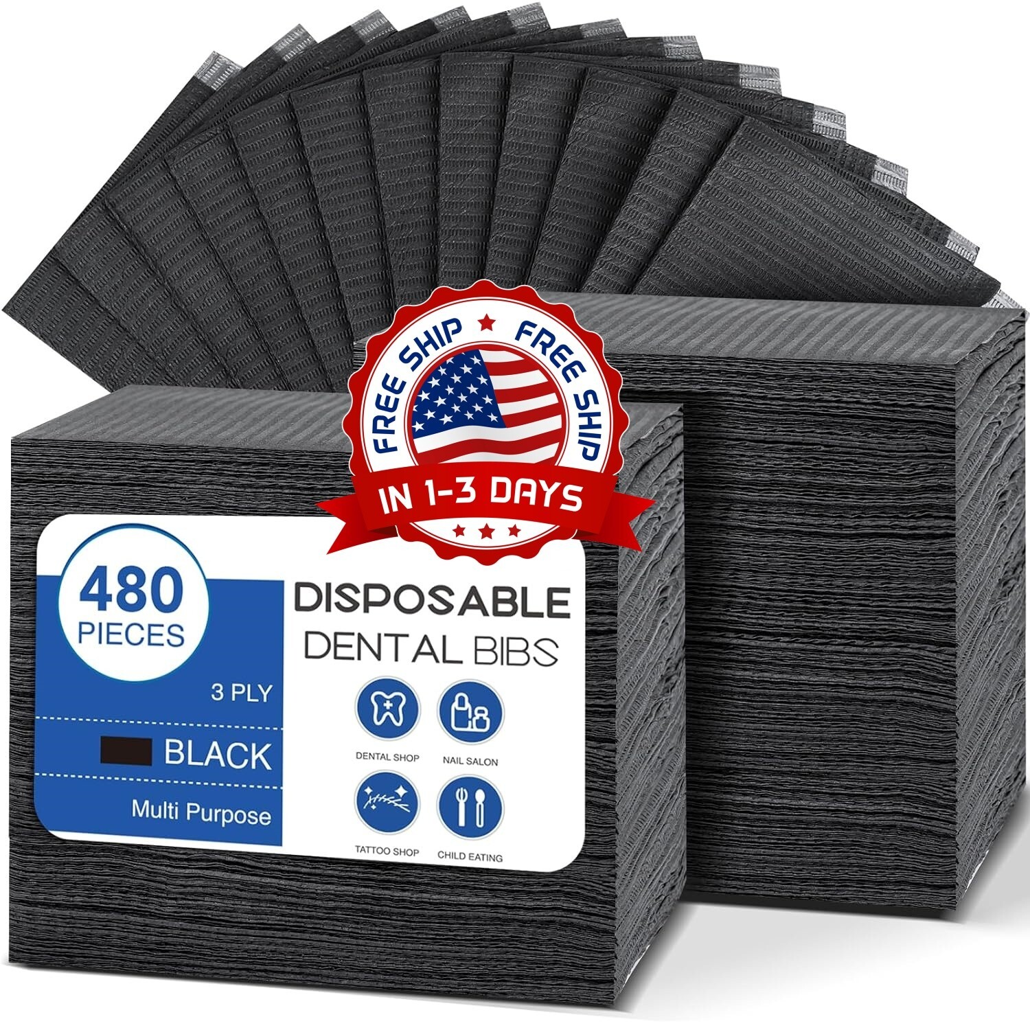 13X18 Baberos Dentales Desechables Impermeables Para Piercing De Tatuaje 480 Pcs