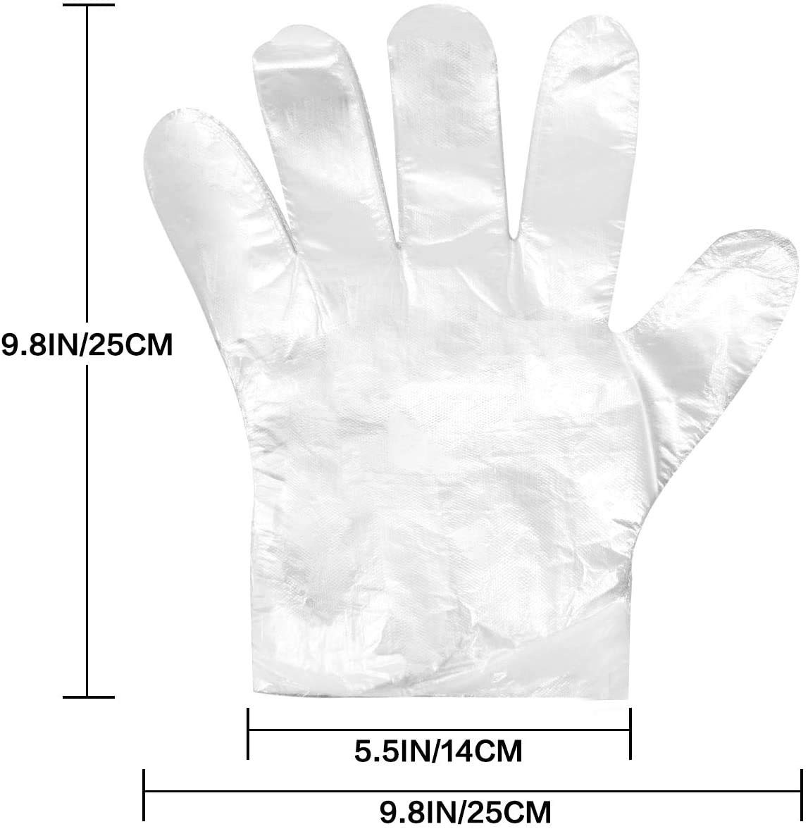100 Pcs Plastic Gloves Disposable Hair Dye Gloves Clear Food Handler Gloves