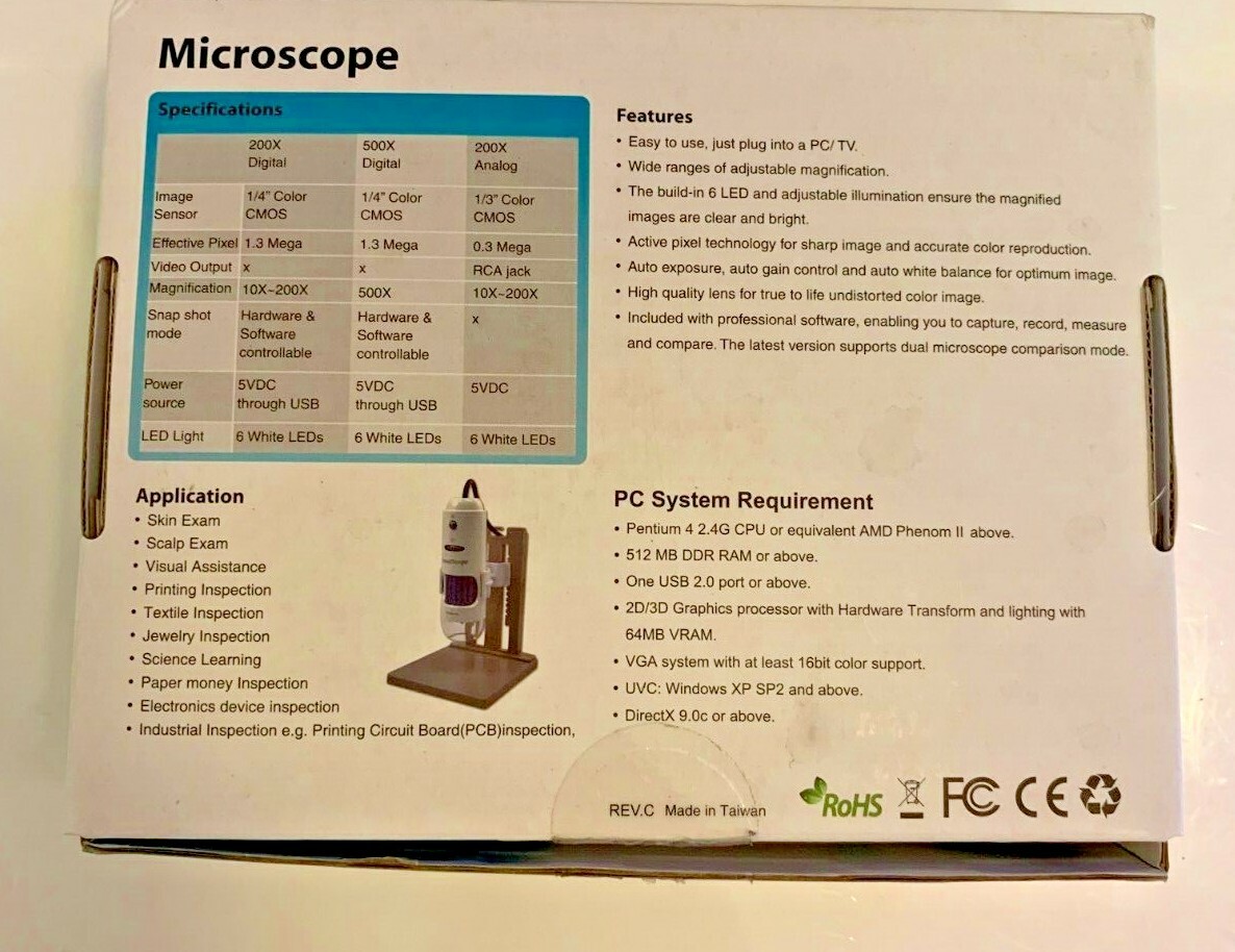 Smartscope 200x USB 2.0 Digital Microscope Zoom Camera Magnifier Stand