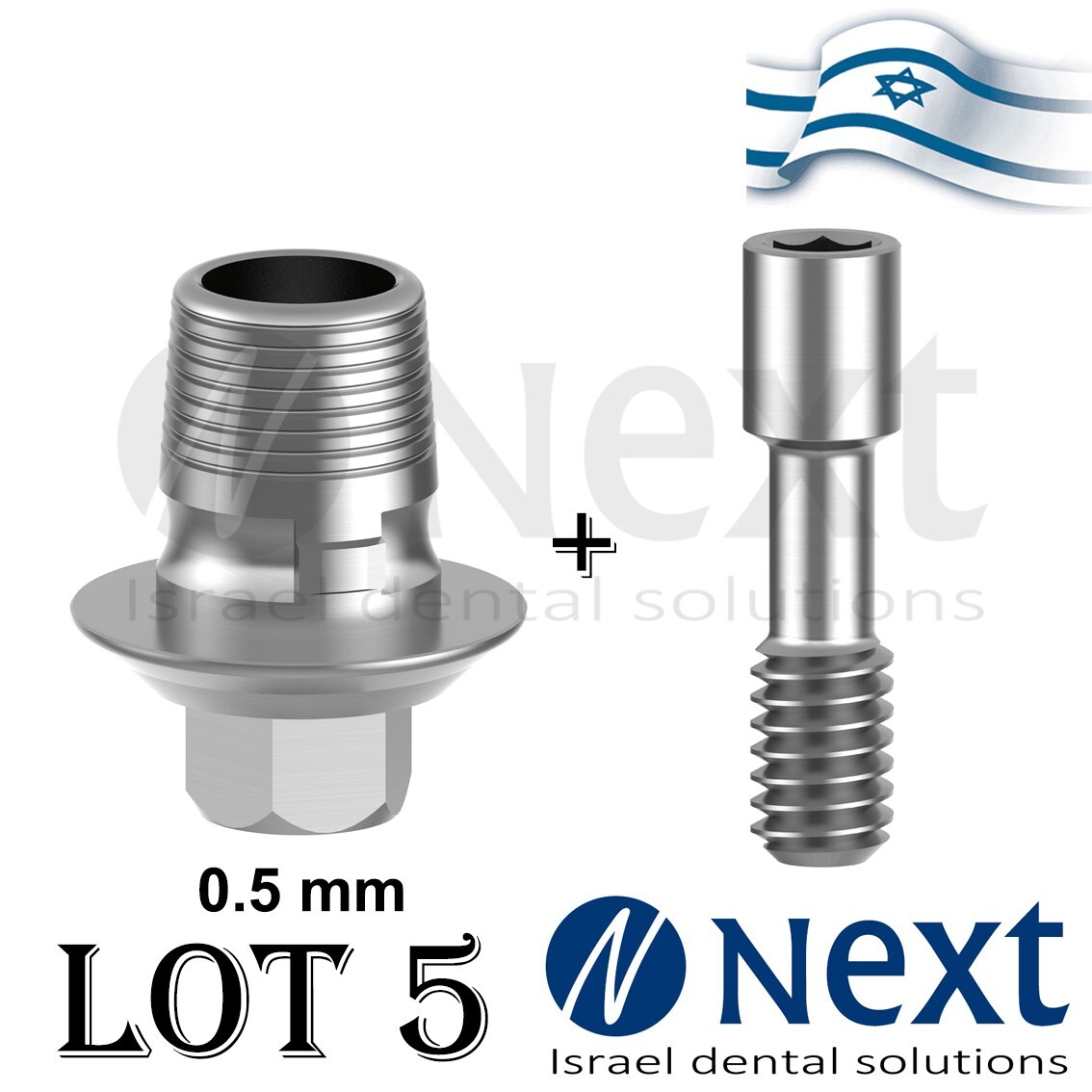 Lot x 5 Internal hex T Base CAD CAM Mis WP Sirona Wide fit concave 0.5 mm hex