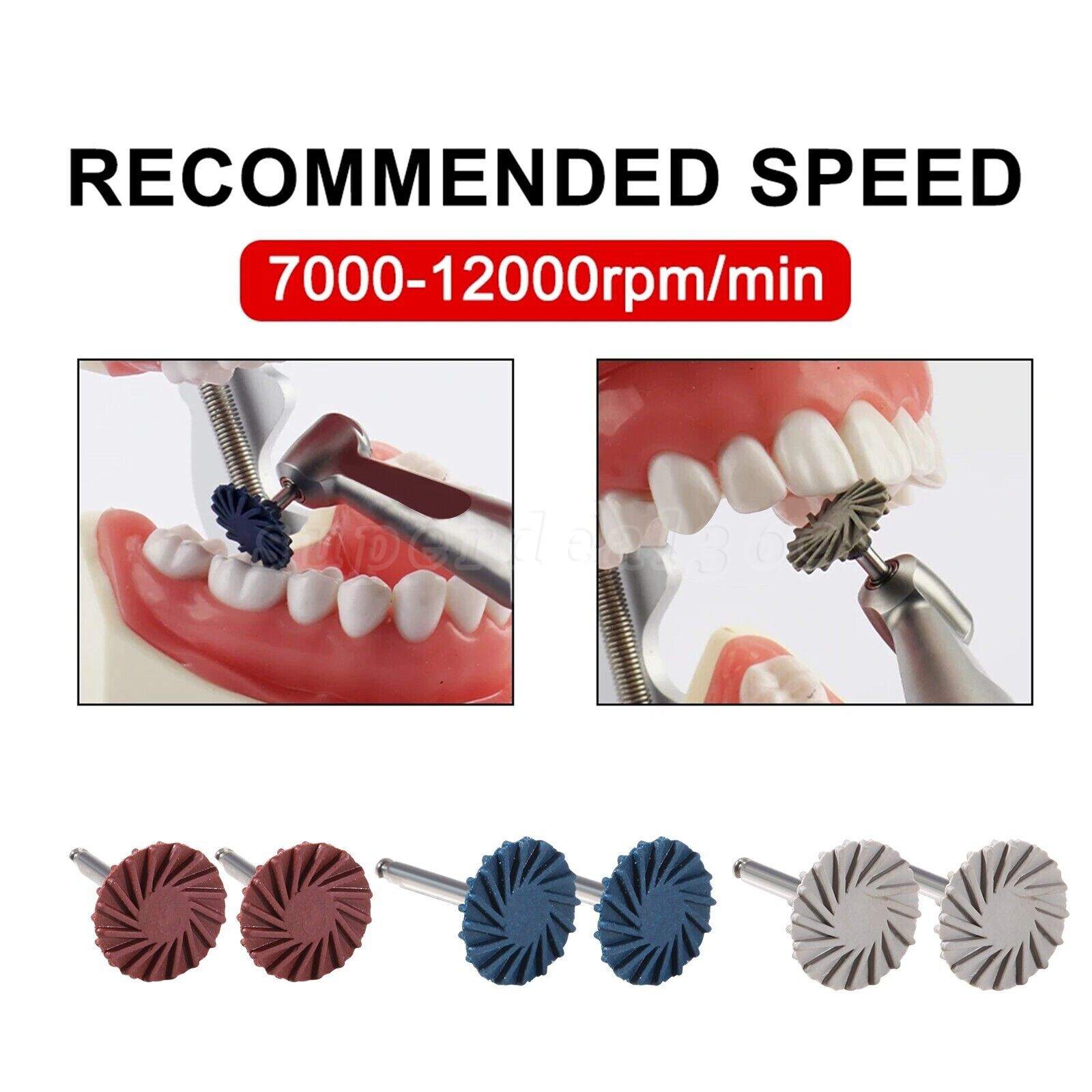 6*Dental Composite Polishing Diamond Burs RA 2.35mm Disc Rubber Wheel Kit ty