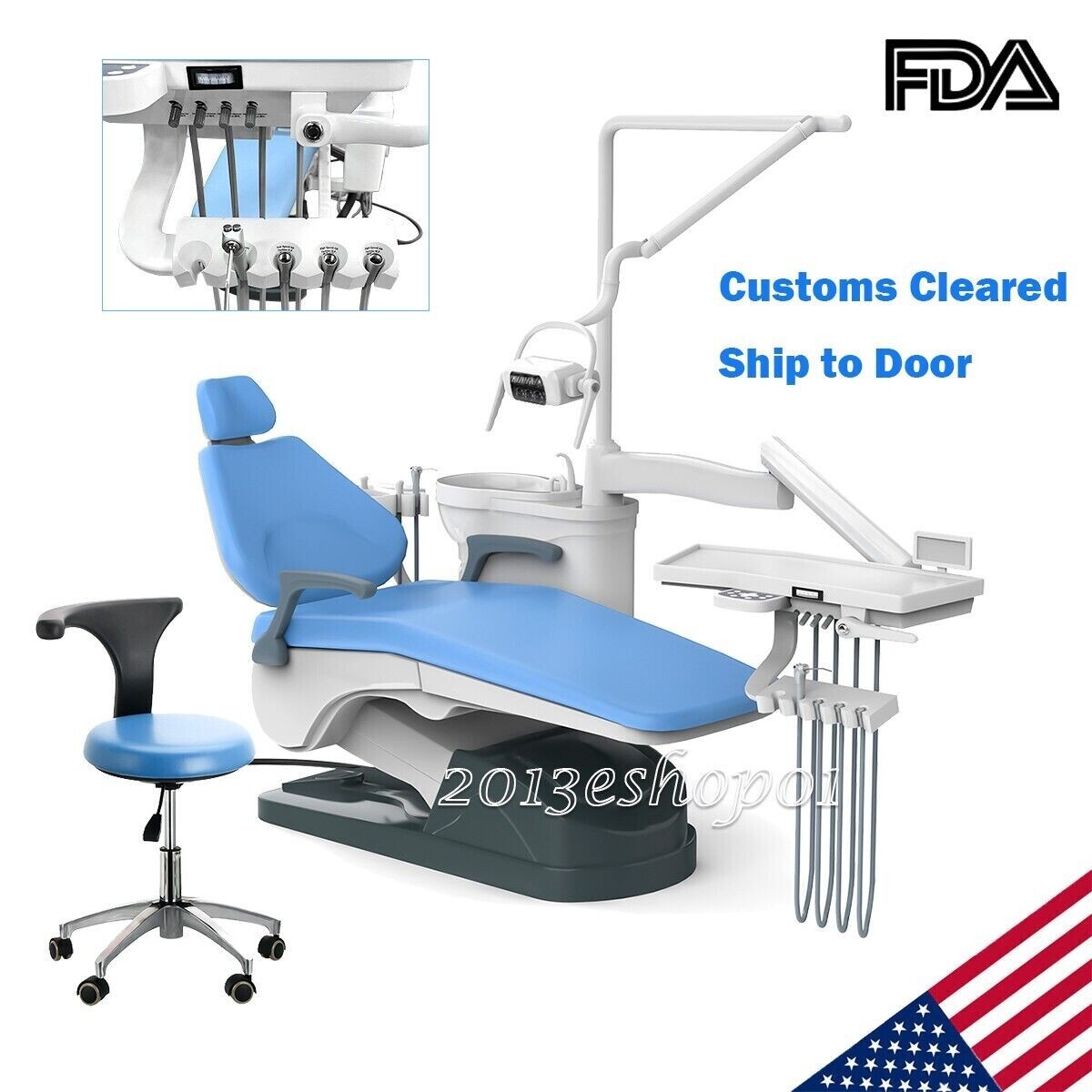 Dental Unit Chair Exam Chair FDA/Portable Air Compressor 40L Dual-Output