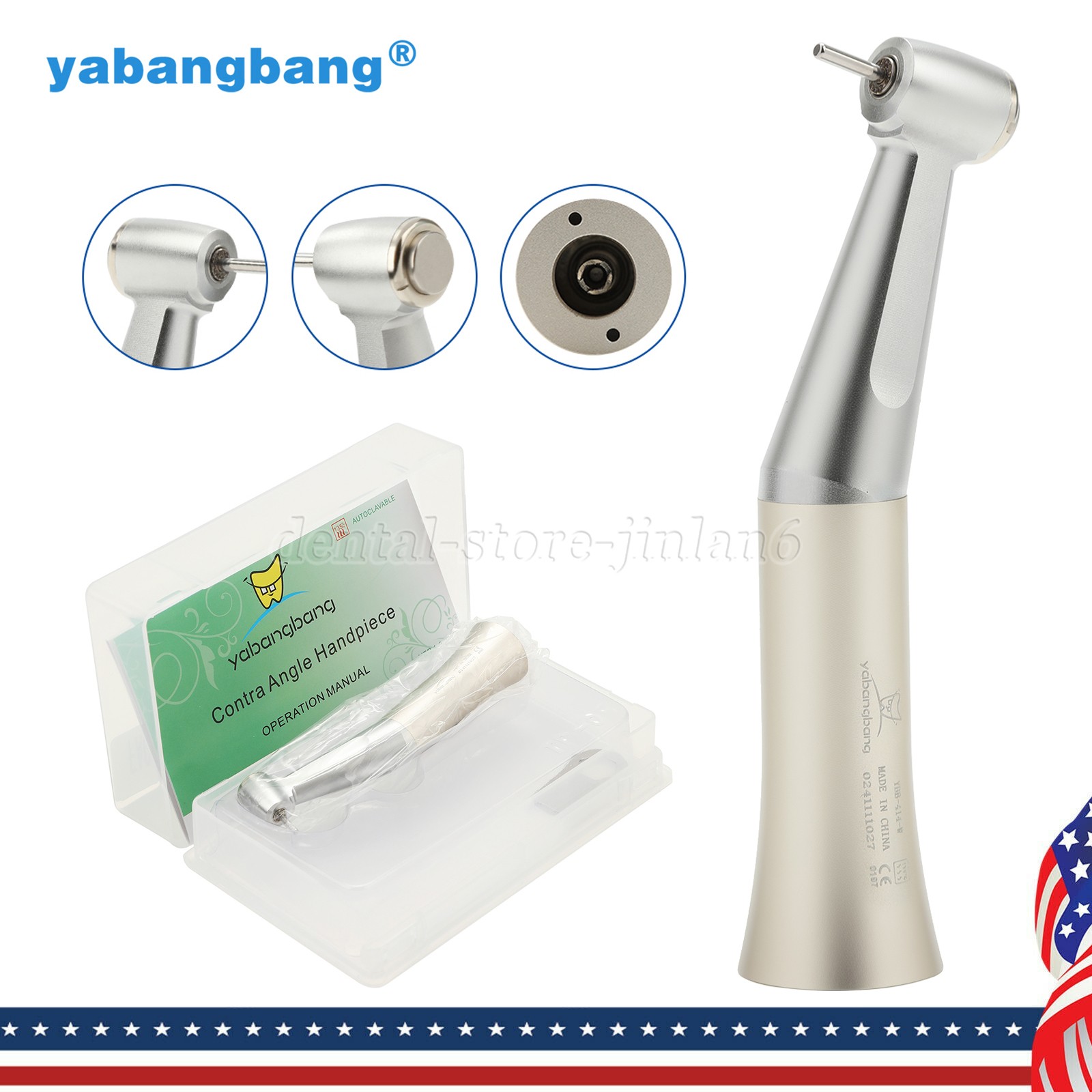 Dental FG 1.6mm Slow Low Speed Contra Angle Handpiece Friction Grip Push Type