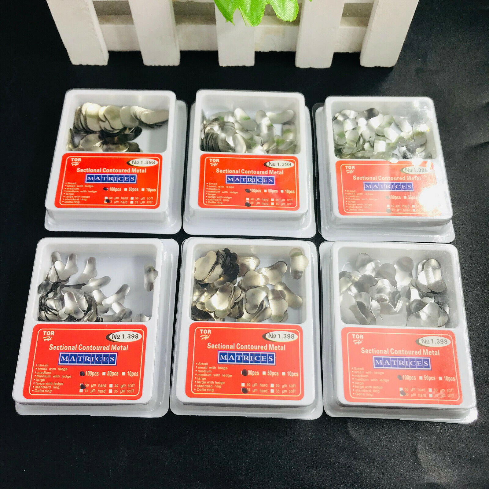 100×Dental Matrices Sectional Contoured Metal Hard Band Matrix Refill 35μm S/M/L