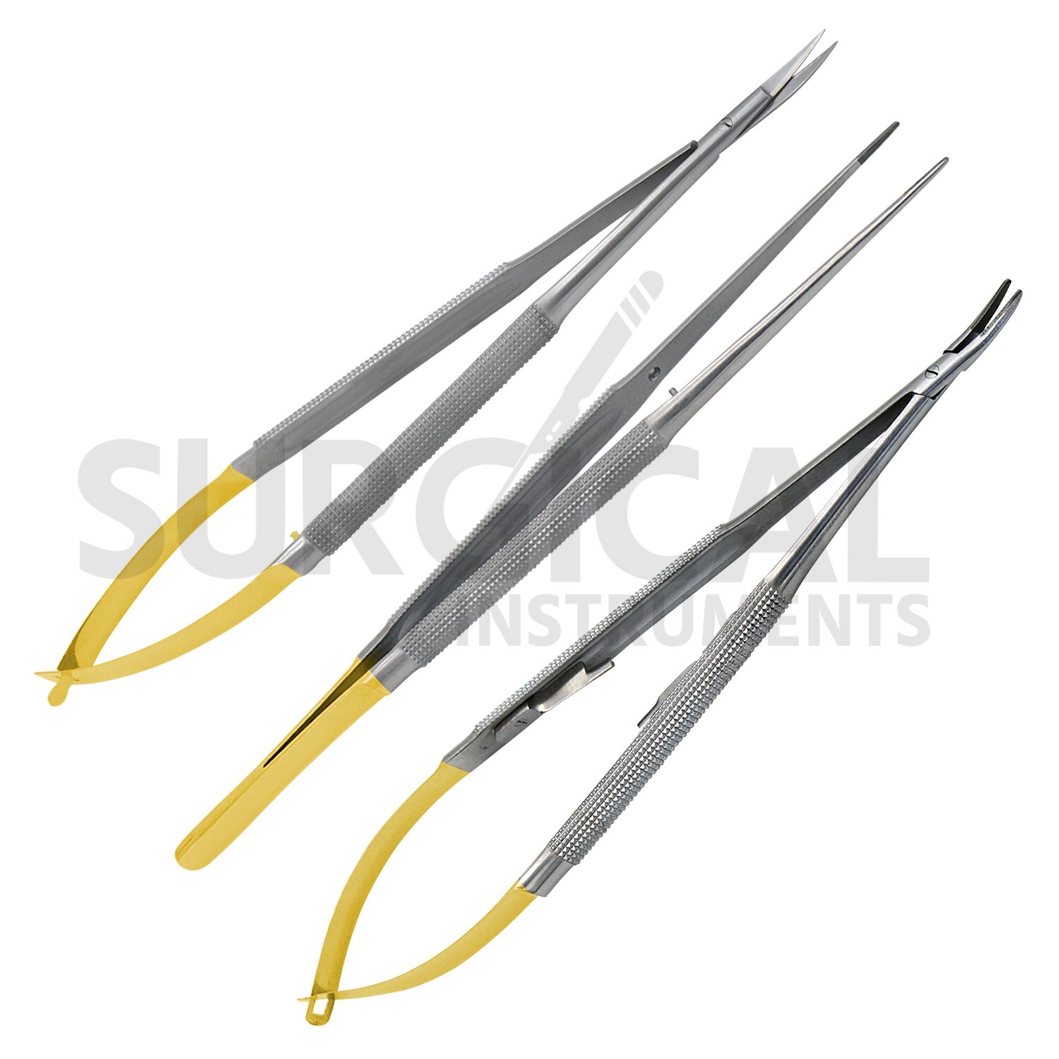 3 Castroviejo Micro Scissors Needle Holder Curved TC Forceps Dental Eye Set Kit