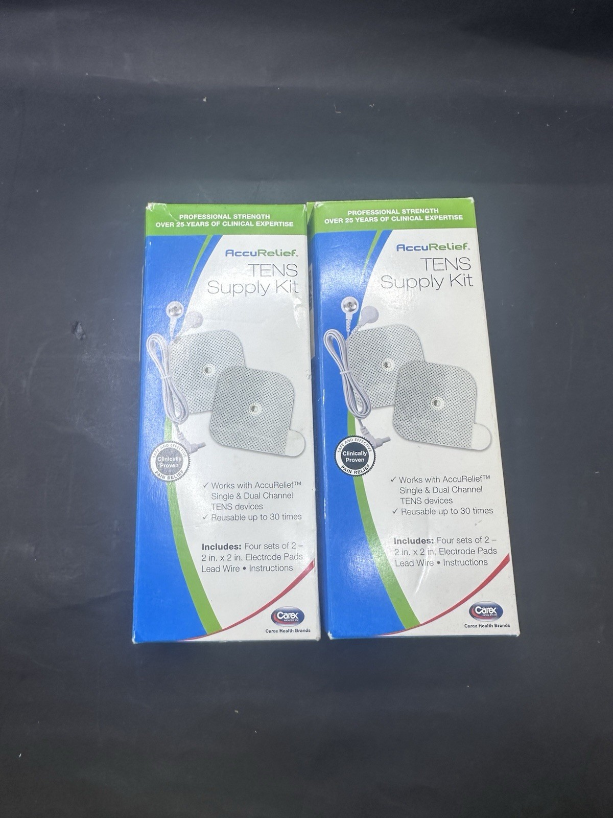 (2)AccuRelief Universal TENS Unit Supply Kit, Pads Lead Wires 4 Sets of 2 Pairs