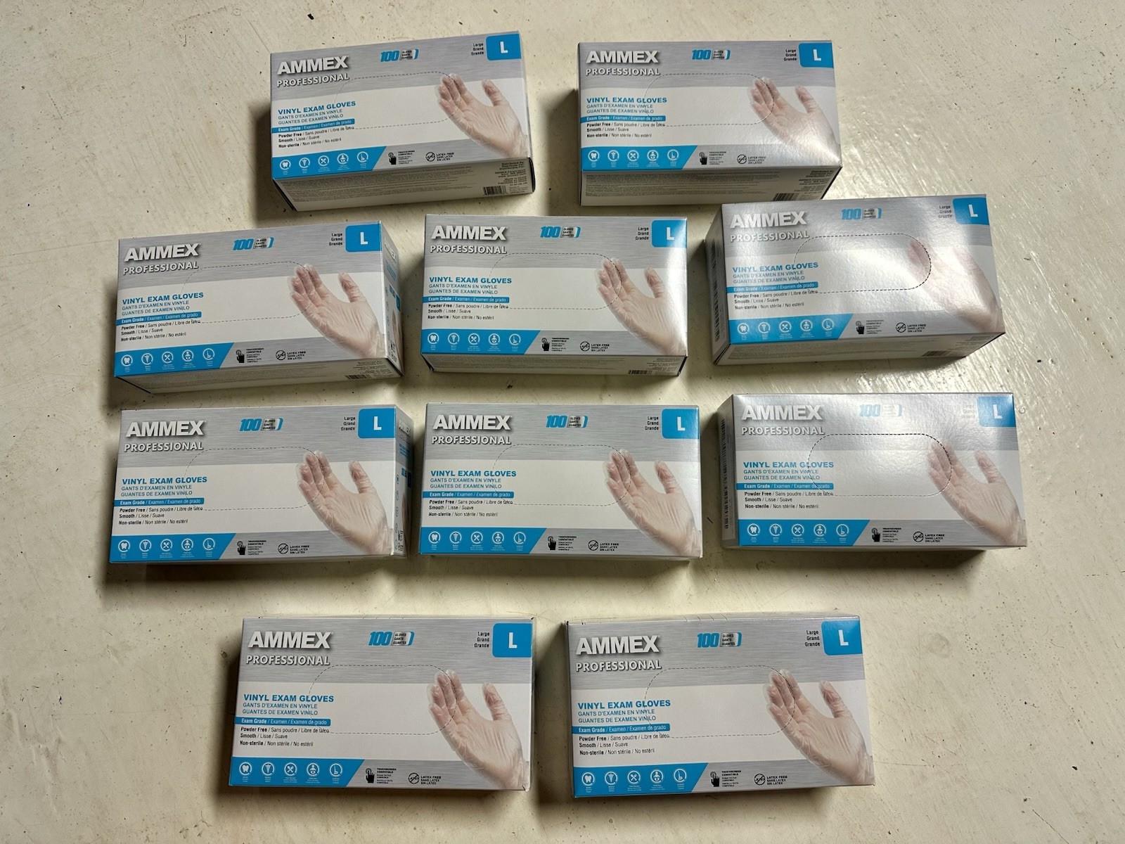 *1,000-Piece* Vinyl Exam Medical Gloves Clear Large VPF66100 Ammex Professional