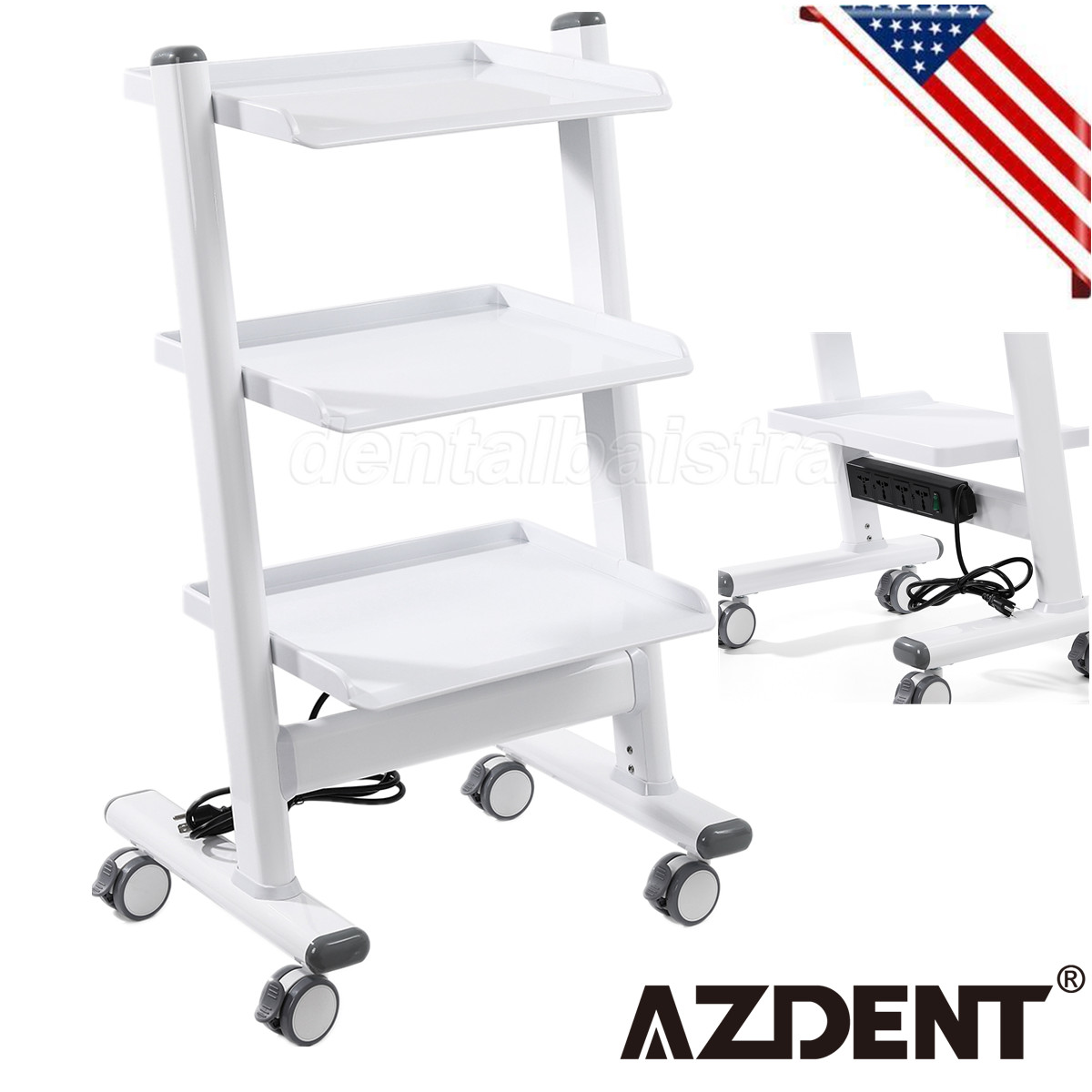 Dental Three-Layers Trolley Cart Mobile Ultrasound Cart Lab Equipment Machine