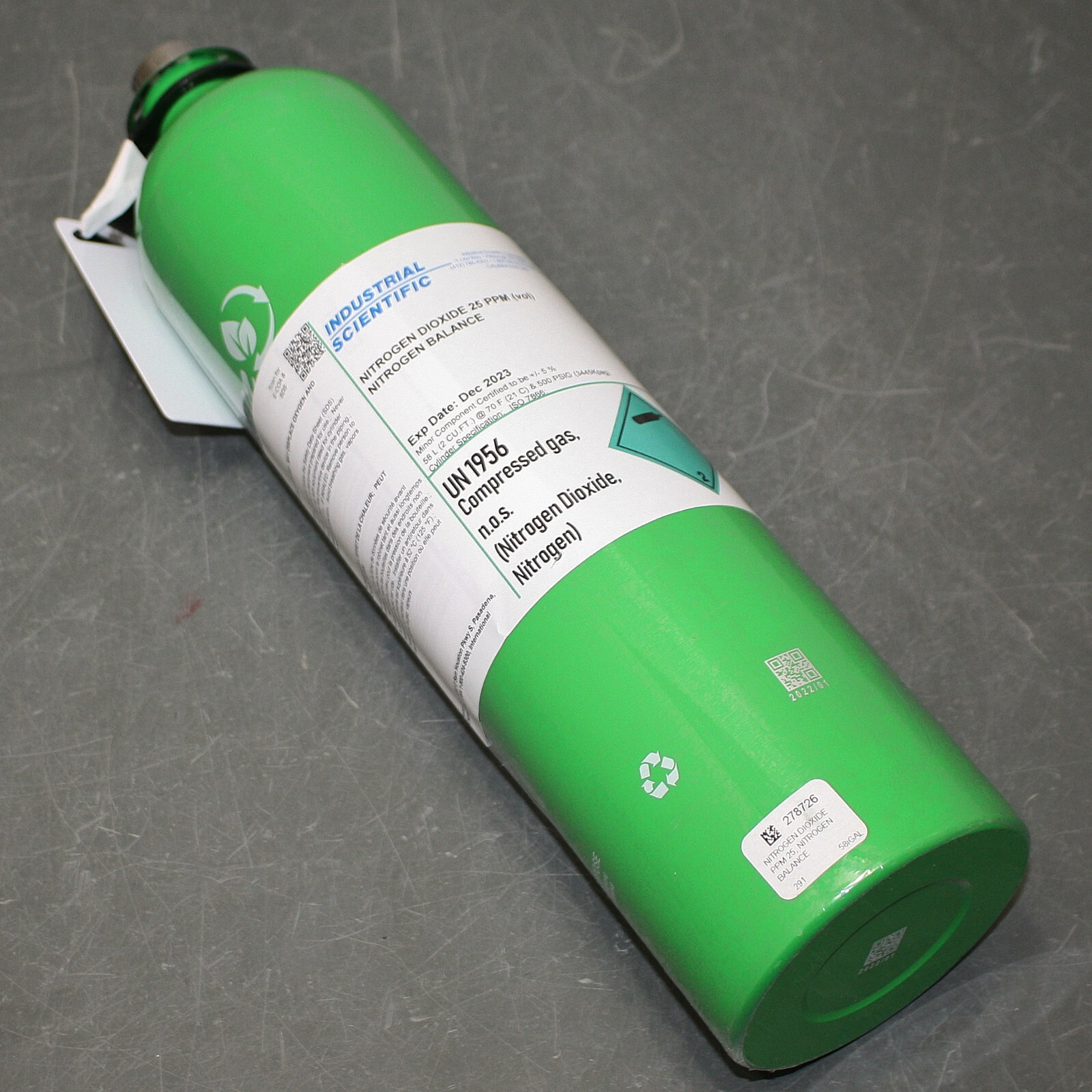 Industrial Scientific NO2 Calibration Gas 18101477, 58L Cylinder, EXP 12/2023