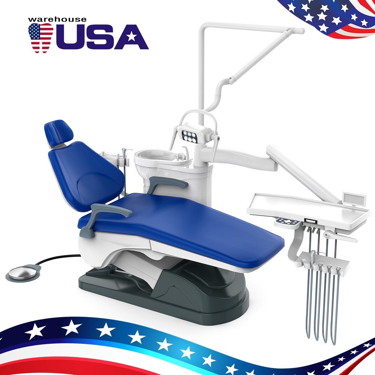FDA CE Dental Chair Unit Computer Controlled Motor PU Hard Leather+Doctor Stool