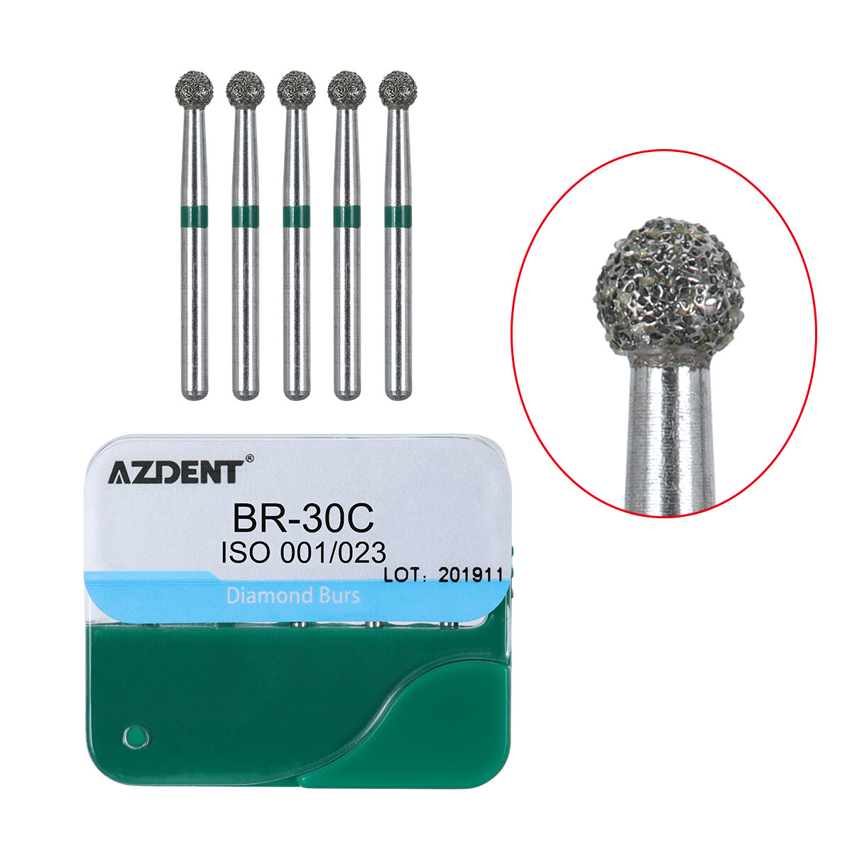100pcs Dental Diamond Burs Kit for High Speed Handpiece Medium FG 1.6MM AZDENT
