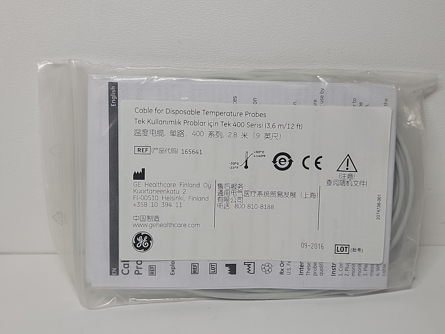GE Temperature Probe CABLE 400 SERIES 2.8m/9ft Ref 165641 New
