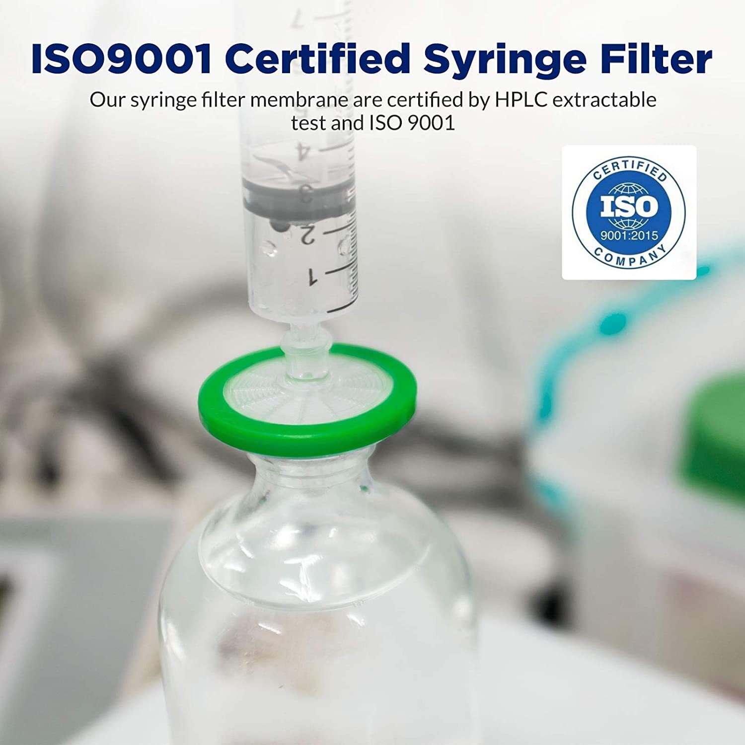 100PCS PES Syringe Filters 0.22μm 13mm/25mm/33mm + 50mL Conical Centrifuge Tubes