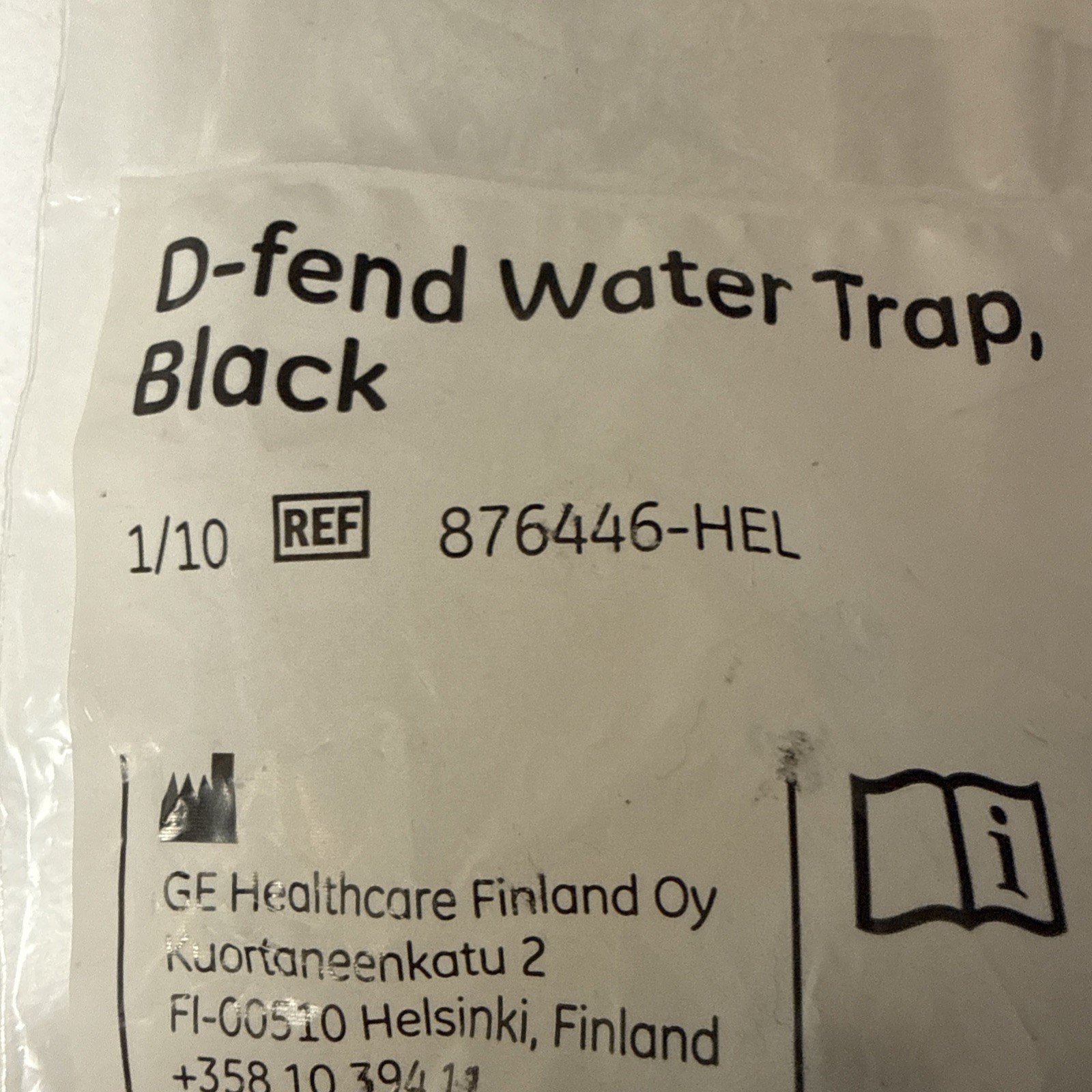 NEW GE D-Fend Water Trap Black REF 876446-HEL DEFEND DFEND General Electric NIB
