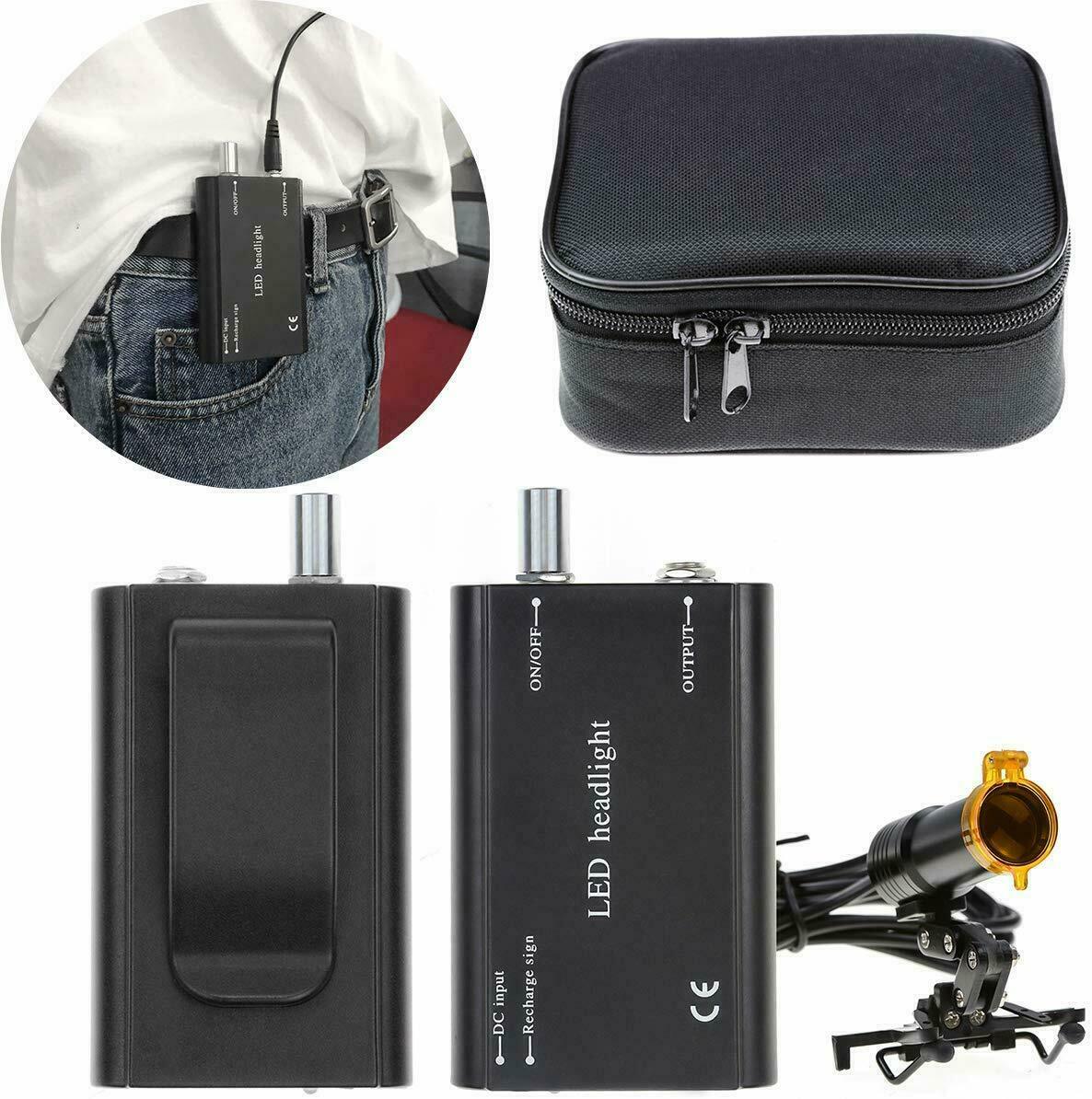 5W LED Dental Metal Clip-on Head Light with Filter & Belt Clip Black US STOCK