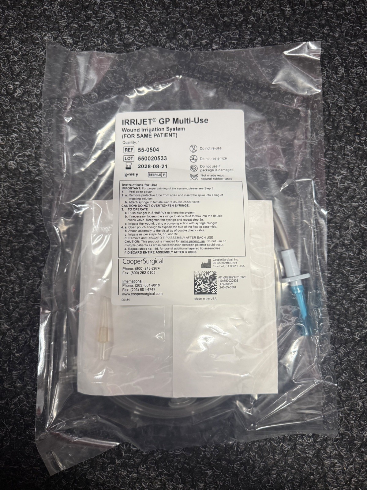 CooperSurgical IRRIJET GP Multi-Use Wound Irrigation System 55-0504 Sterile