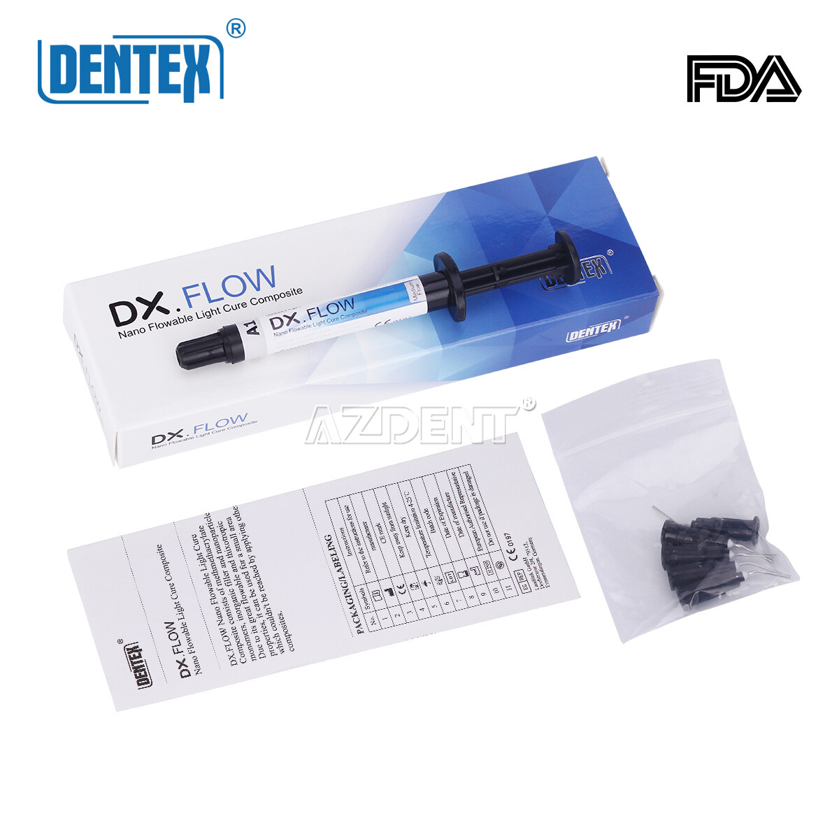 DX.FLOW Dental Flowable Cure Light Composite Resin A1 A2 A3 Syringes Medium