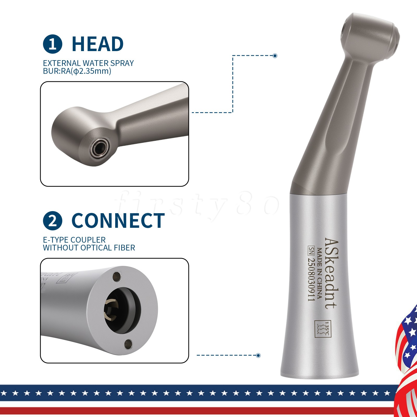 NSK Style Dental Slow Low Speed Contra Angle Handpiece push button RA2.35mm burs