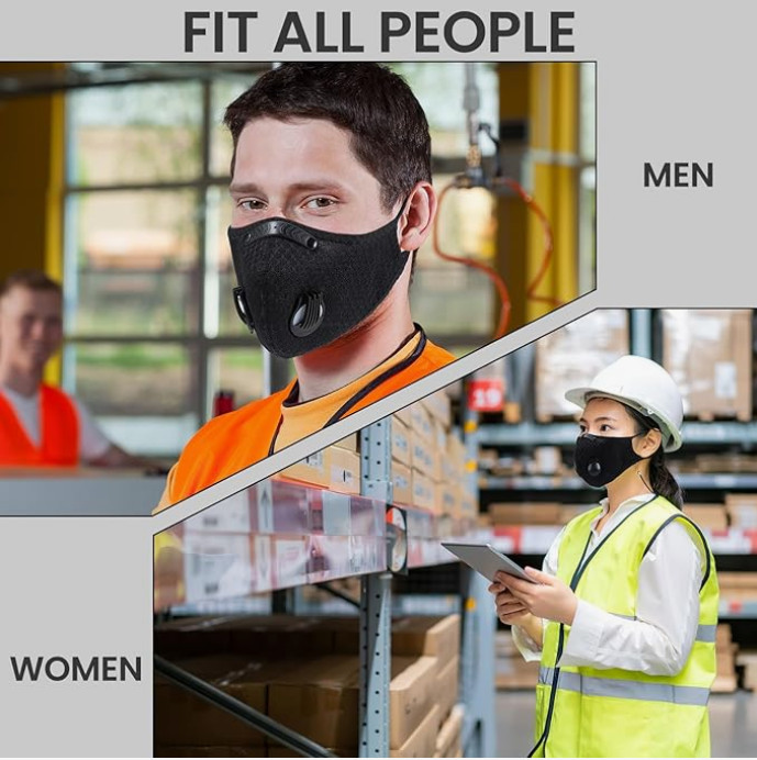 Reusable Cycling Sports Face Mask Breathing Valves With Active Carbon Filter US