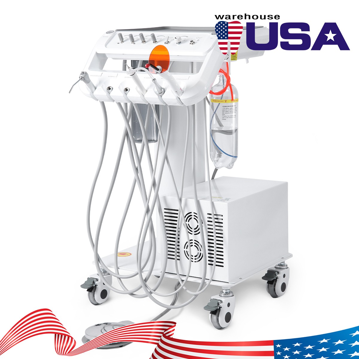 Dental Mobile Delivery Unit with Air Compressor Suction Rolling Case Treatment