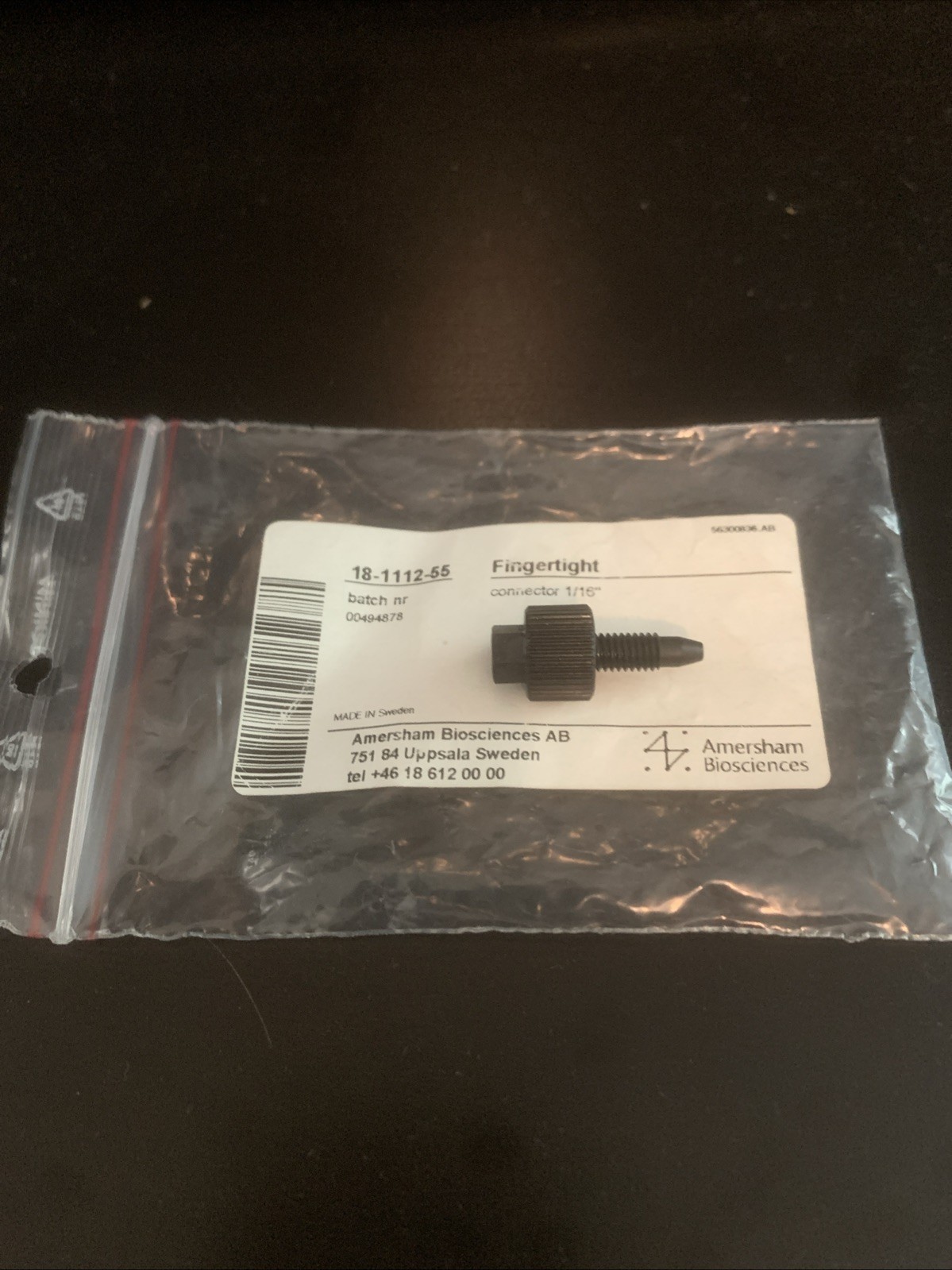 Amersham Biosciences Fingertight connector 1/16″ male, PN 18-1112-55, 18111255