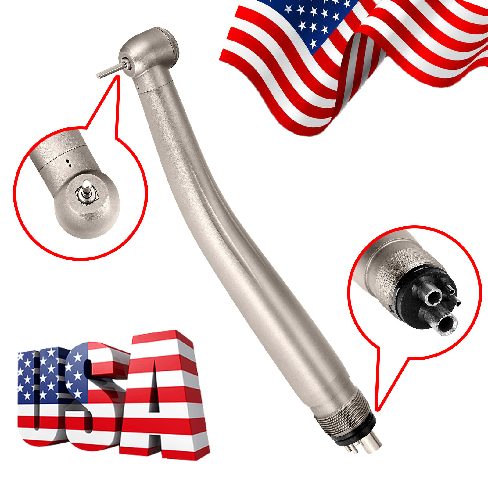 Ceramic Turbine-Dental High Fast Speed Handpiece Push Button Single Spray 4 Hole