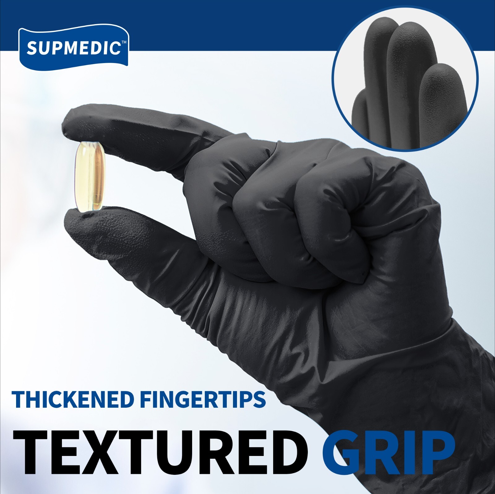 Medical Nitrile Exam Gloves Powder-Free Food-Safe Disposable Glove Black 100 PCs