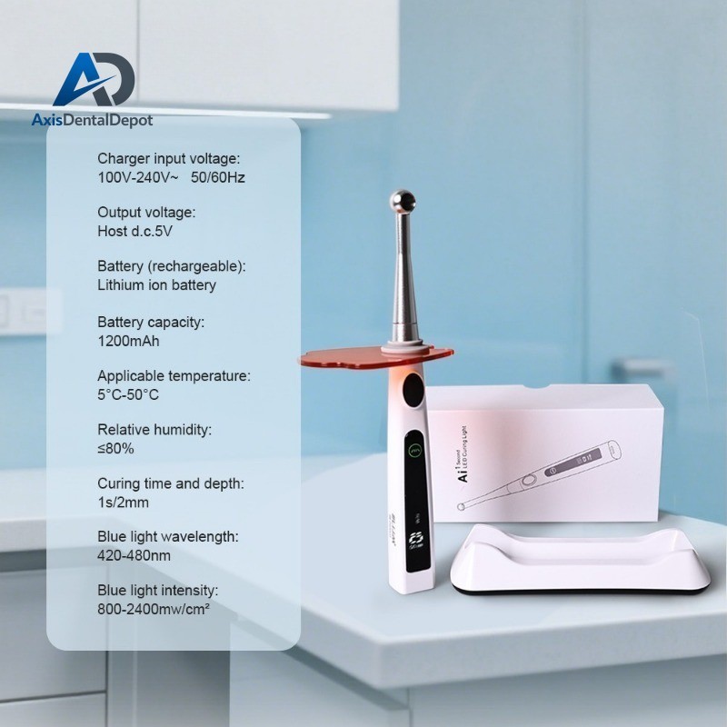 Dental Light Cure Lamp Cordless Metal Head LED 1S Dental Curing Light 4 Modes