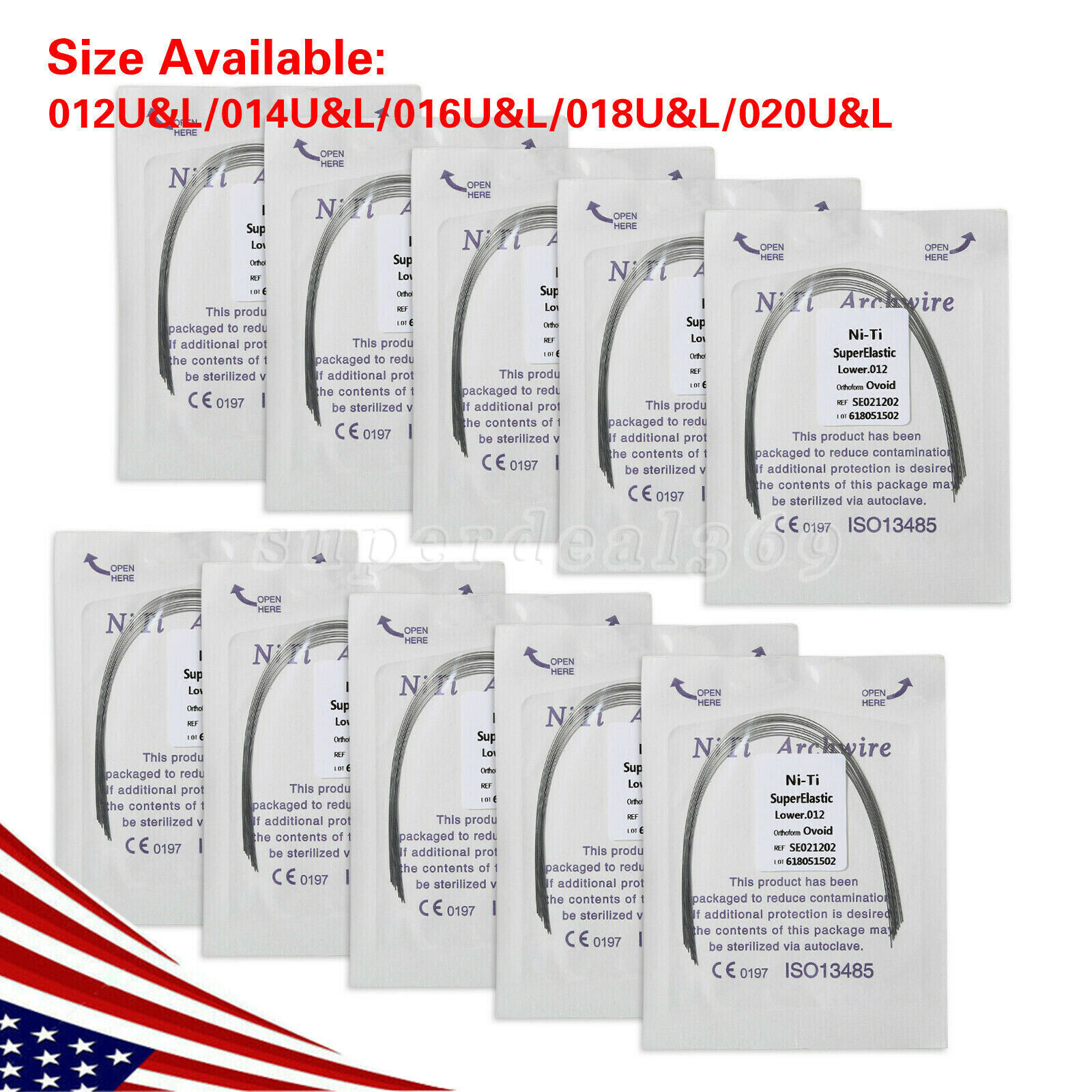 10pcs/pack Dental Orthodontic Super Elastic Niti Arch Wire Round Ovoid Form usa