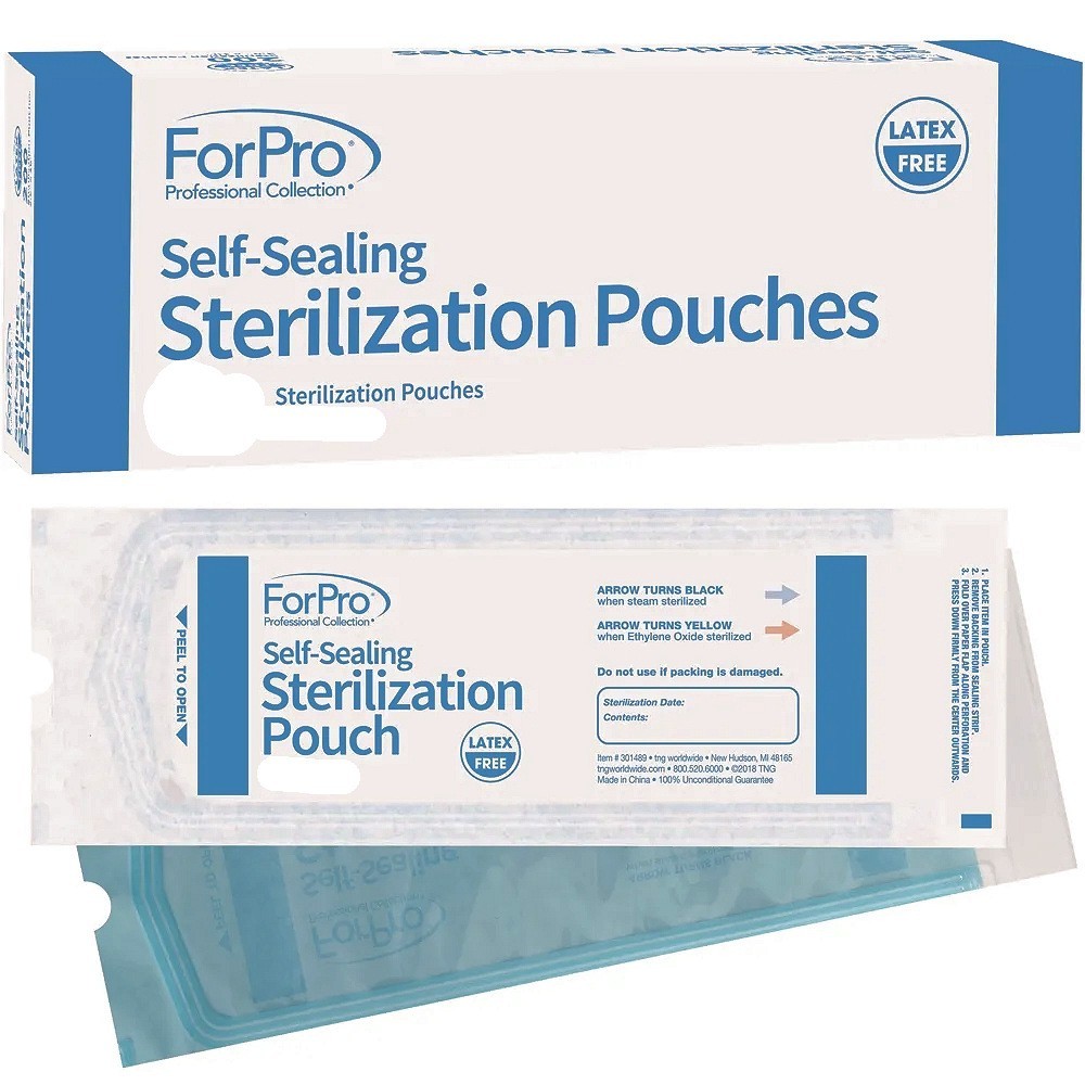 ForPro Self-Sealing Sterilization Pouches, Latex-Free, Color Changing Indicator,