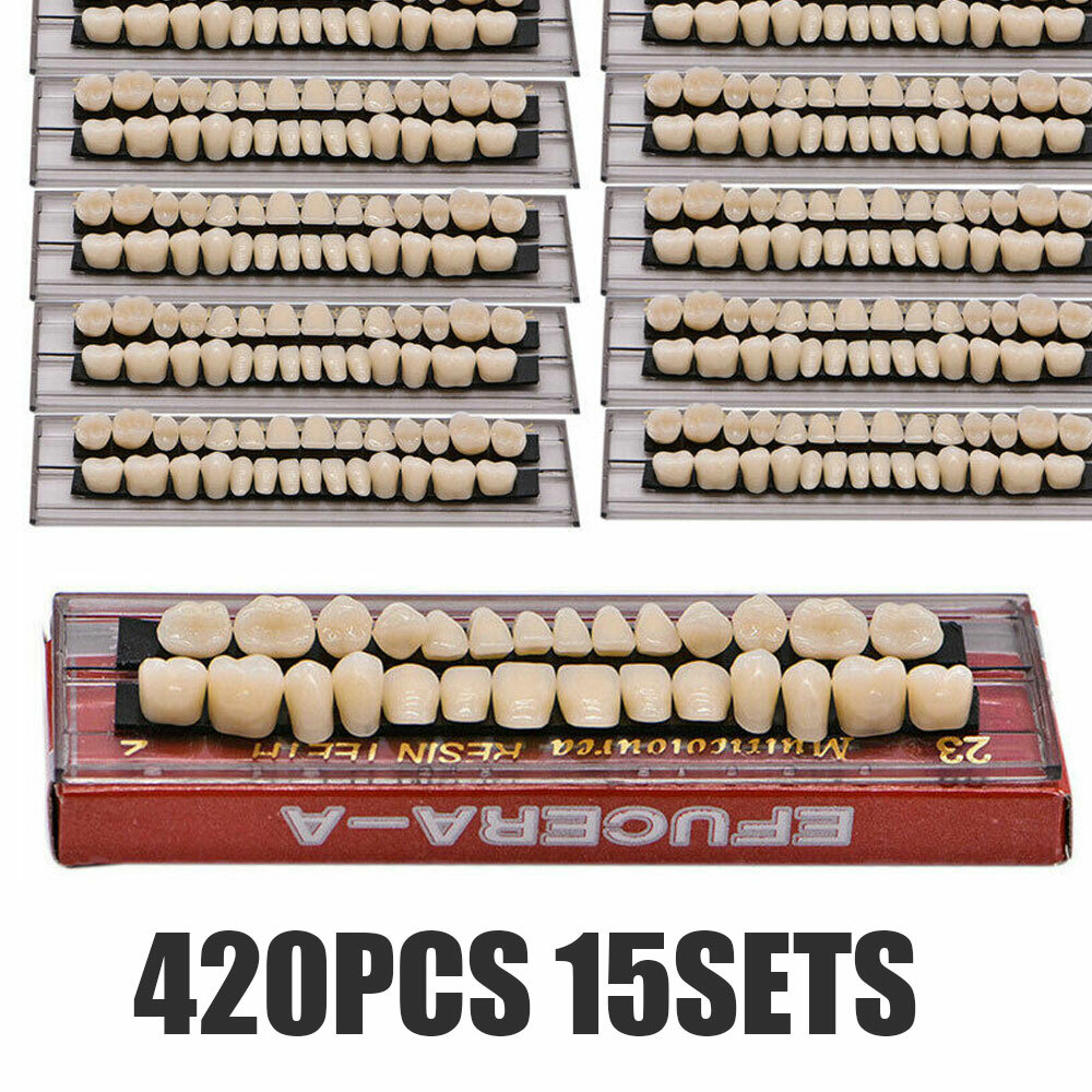 15 Sets Denture 23# Shade A2 Acrylic Resin Full Set Teeth Upper Lower Dental NEW