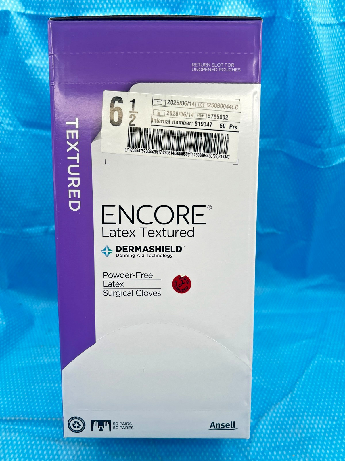 *50-Pairs* Ansell Encore Dermashield Surgical Size-6.5 Gloves 5785002