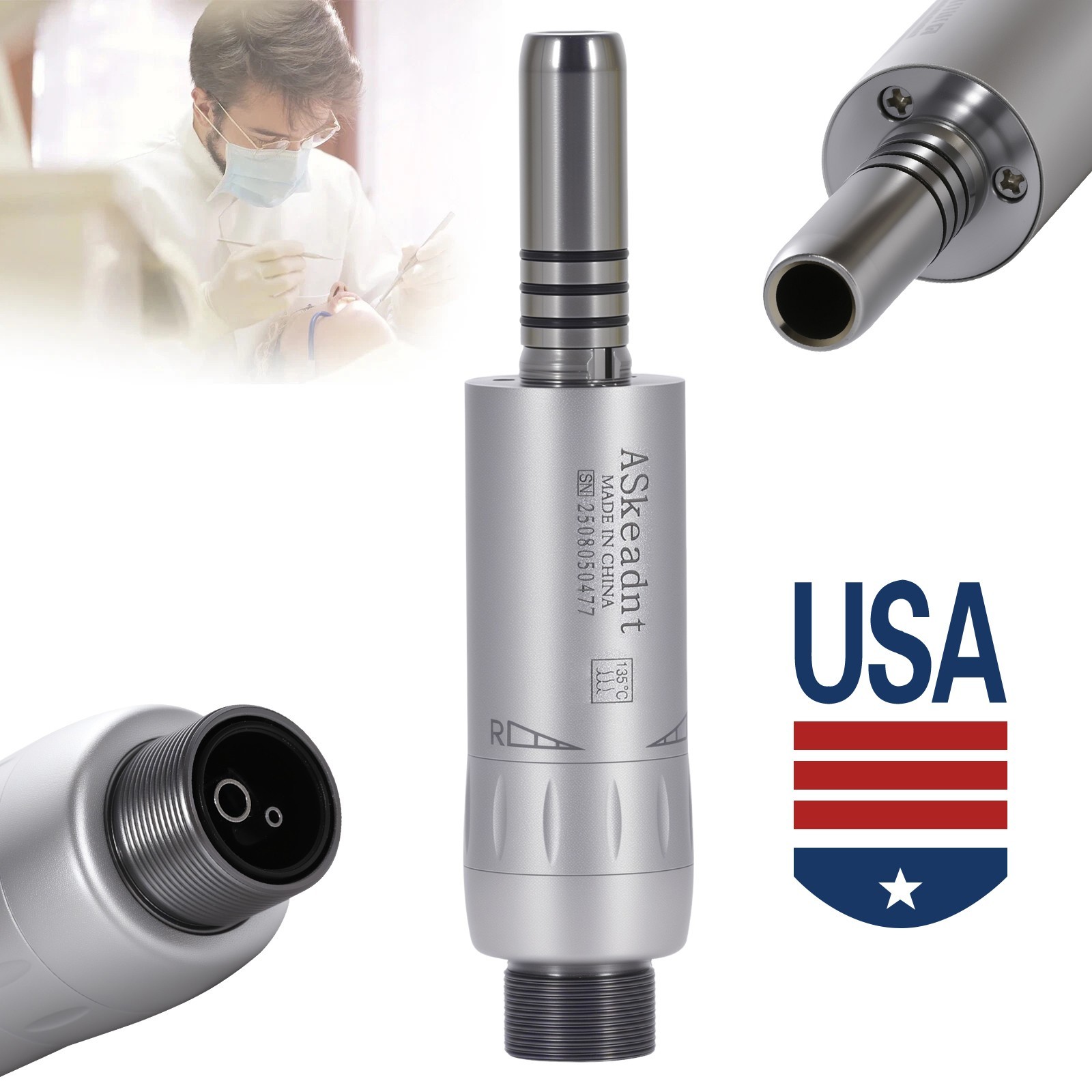 ASK Dental Internal Water Low Speed Air Motor Handpiece E-type 2 Hole For NSK