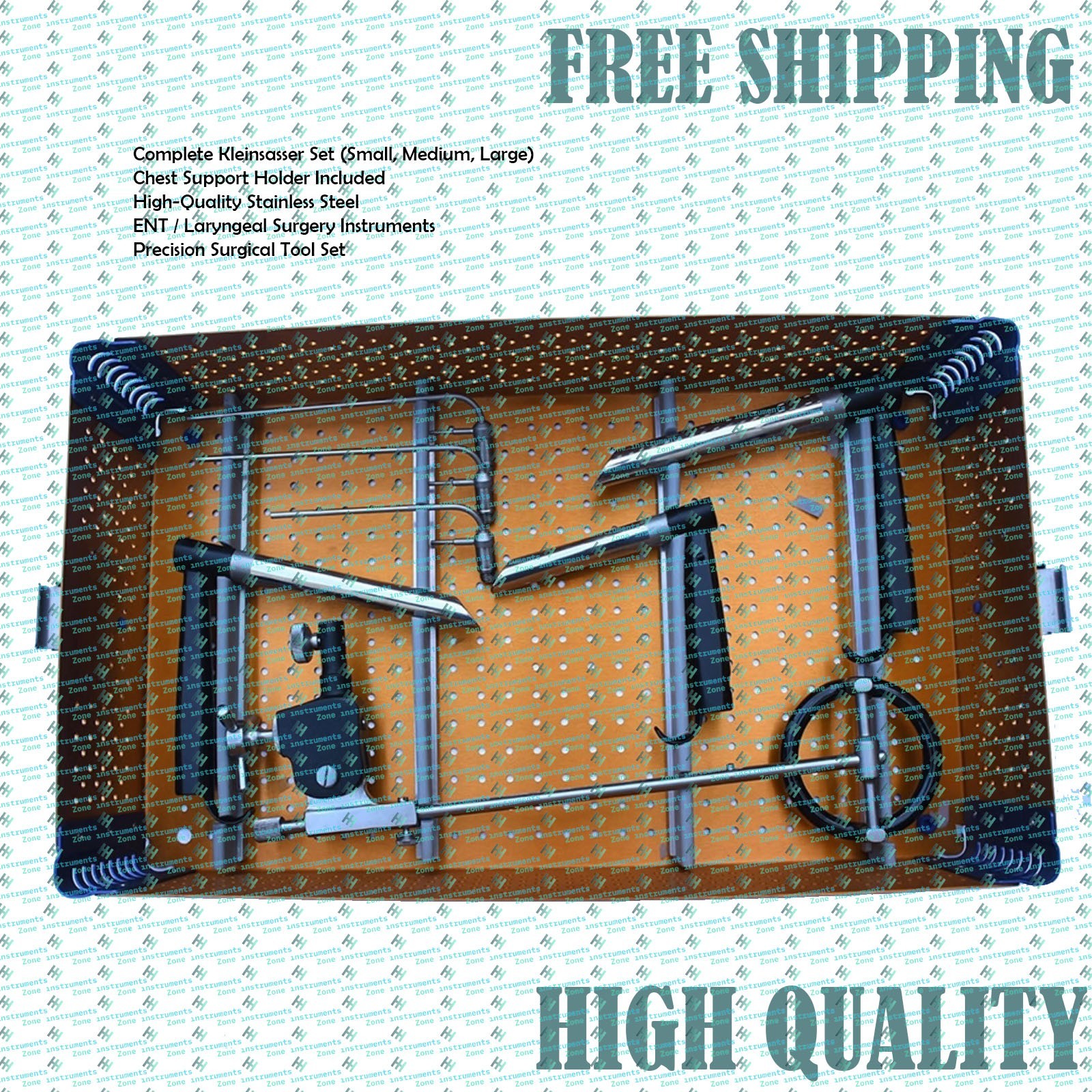 Kleinsasser Operating Laryngoscope Set – Small, Medium, Large with Chest Holder