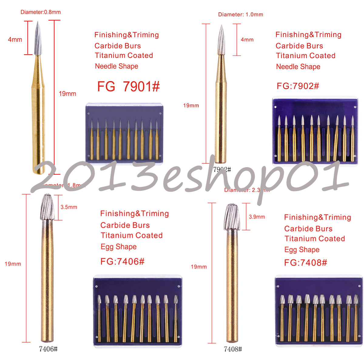 Dental Trimming/Finishing Gold Bur Tungsten Carbide FG For High Speed Handpiece