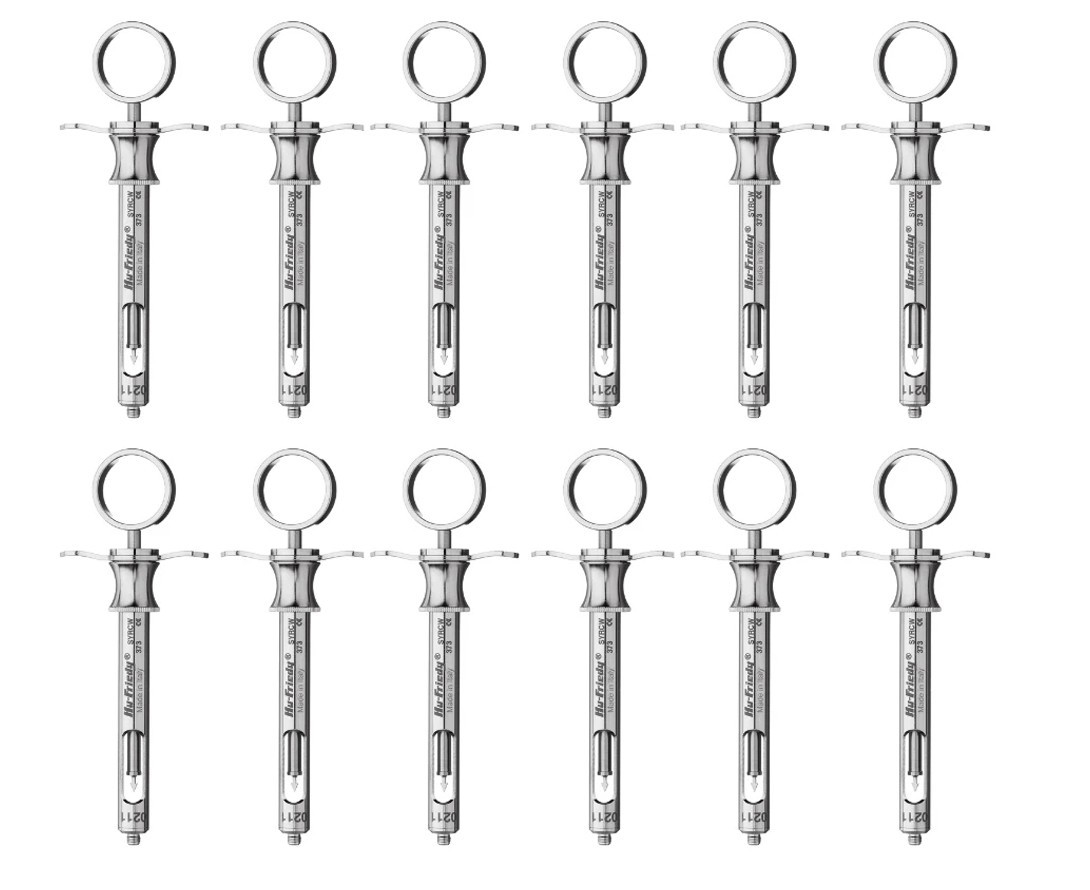 Lot of 12x Hu-Friedy CW Style Dental Anesthetic Aspirating 1.8ml Syringe SYRCW