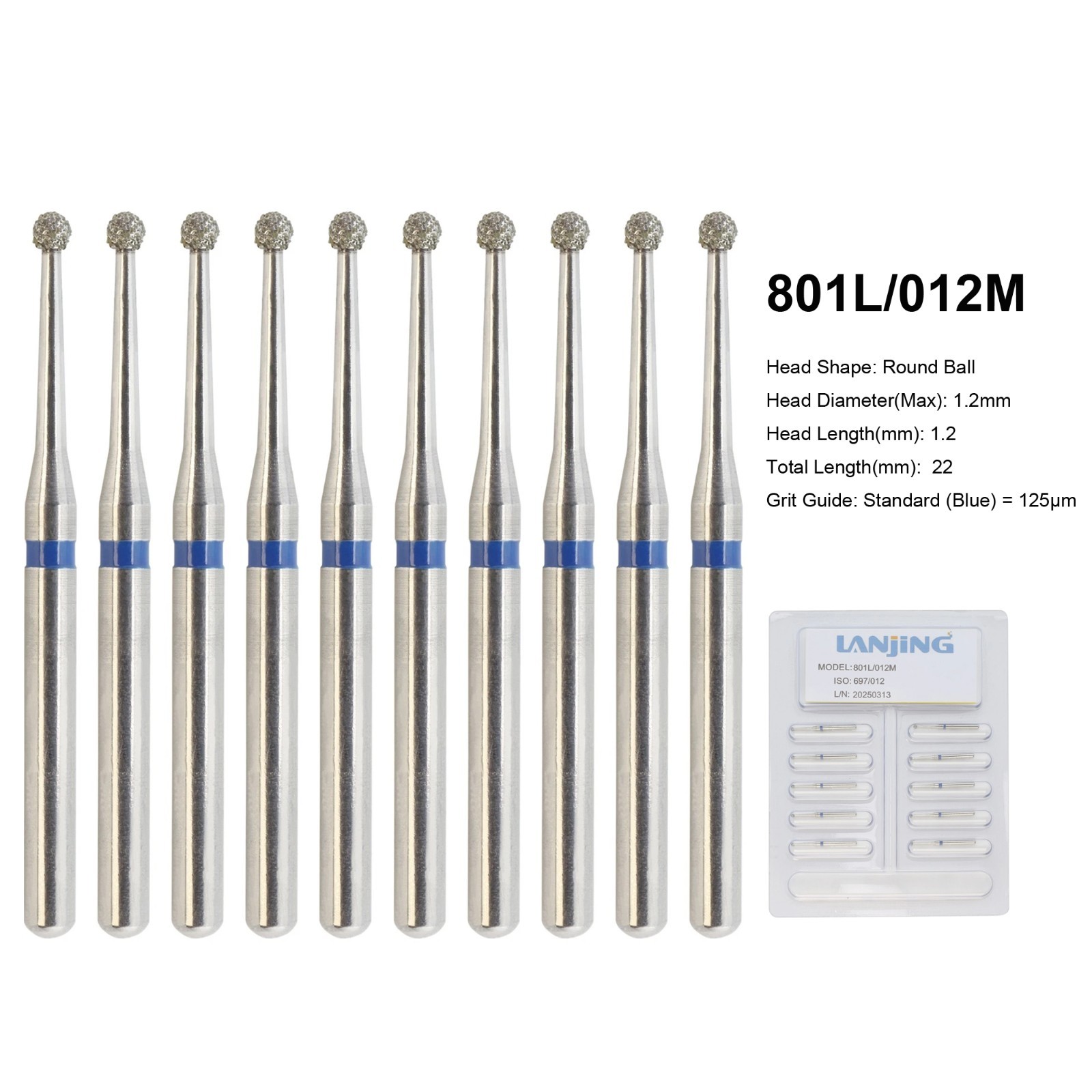 Dental Burs Diamond FG Round End Taper Football Flame Long Round Pear High Speed