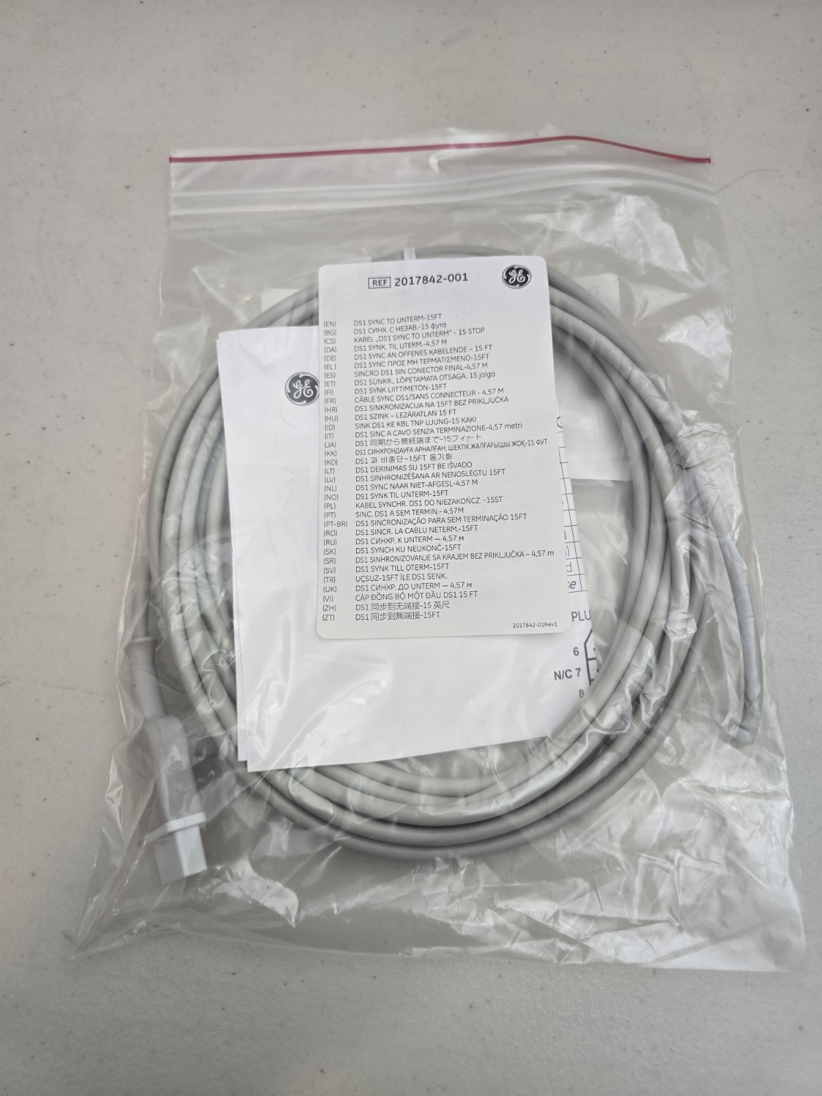 GE Defib Sync Cable (DS1 Sync to Unterm) 15FT – New