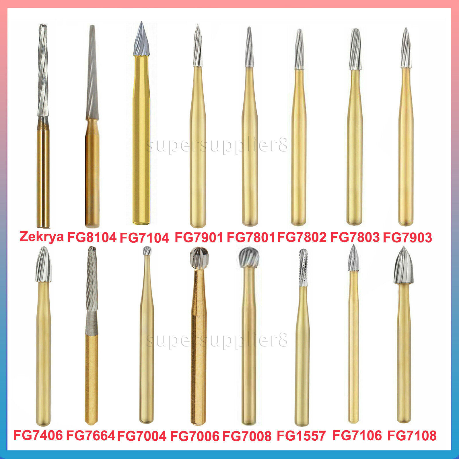 10 Pcs Dental Gold Trimming&Finishing Burs Carbide Burs 7901/7803/7104/7404/1957