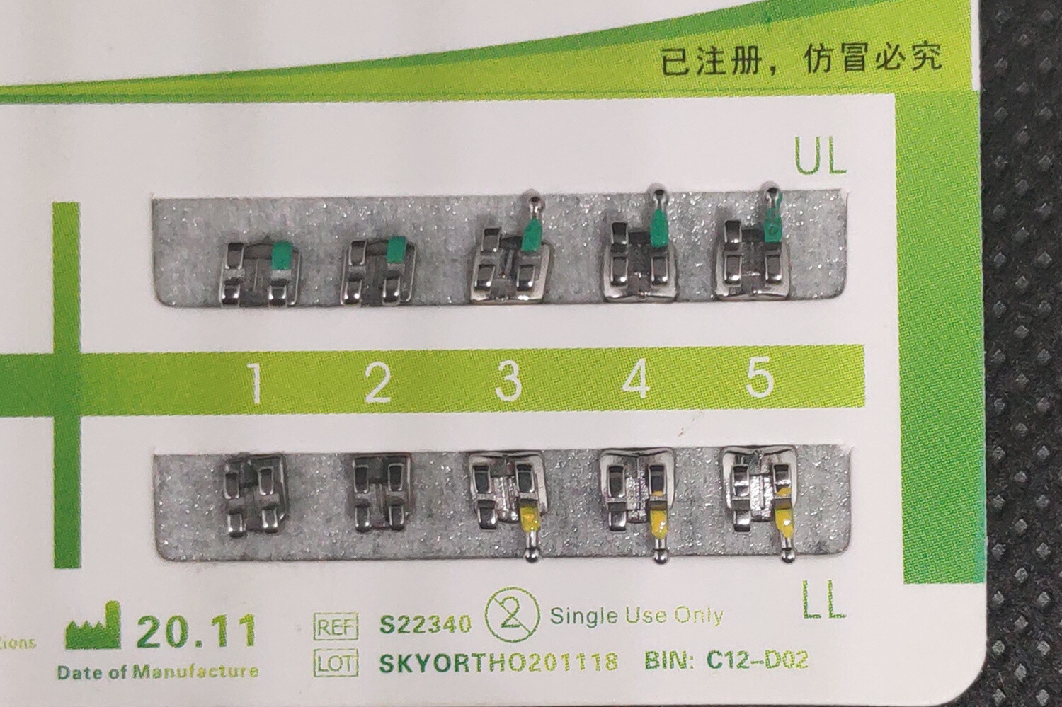 10Sets Dental Orthodontic Metal Brackets Mini Roth/MBT/Edgewise 022 345/no Hooks