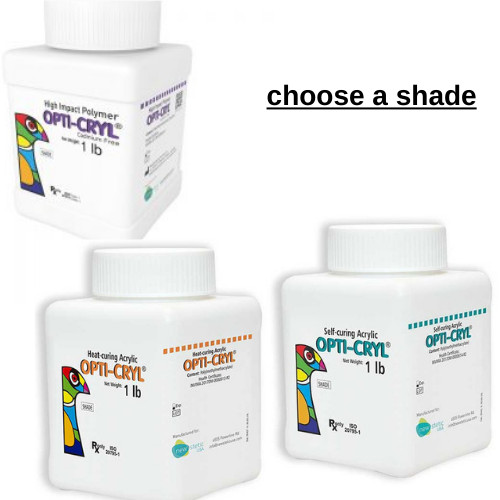 Opti-Cryl Self-Curing Acrylic Resin Powder,1Lb Bottle, choose a shade