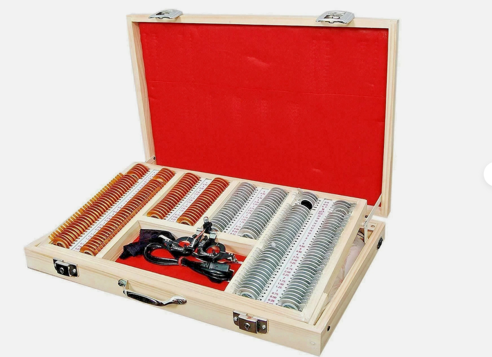 266-Piece Trial Lens Set with Metal Rim & Trial Frame in Wooden Box LIBERTY USA