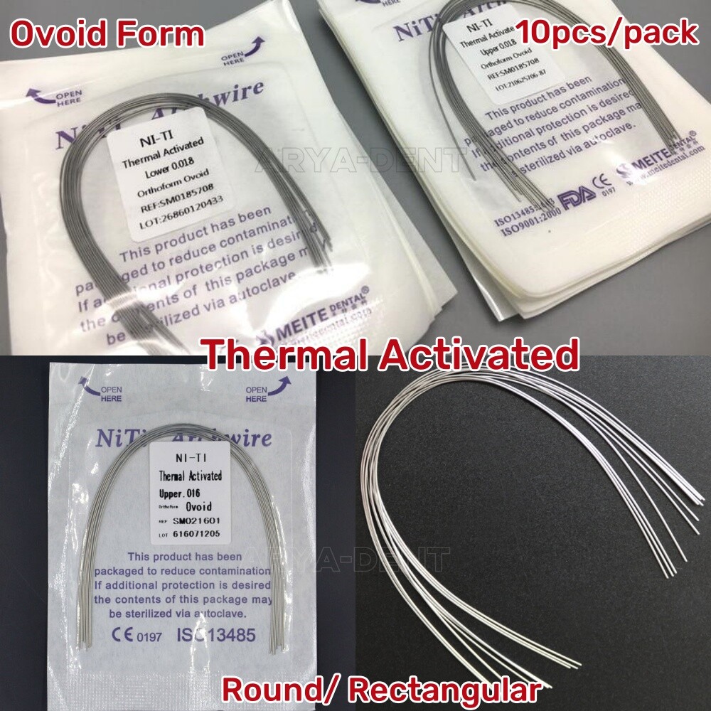 Dental Ortho Thermal Activated Niti Ovoid Form Arcs Round Rectangular Arch Wires